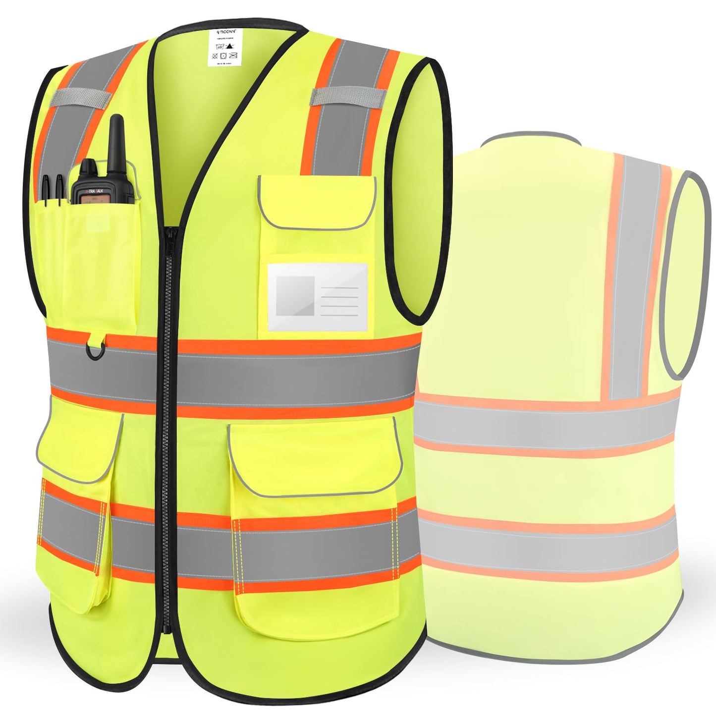 TICONN Reflective Safety Vest High Visibility Class II Mesh Vest for Women & Men Meets ANSI Standards