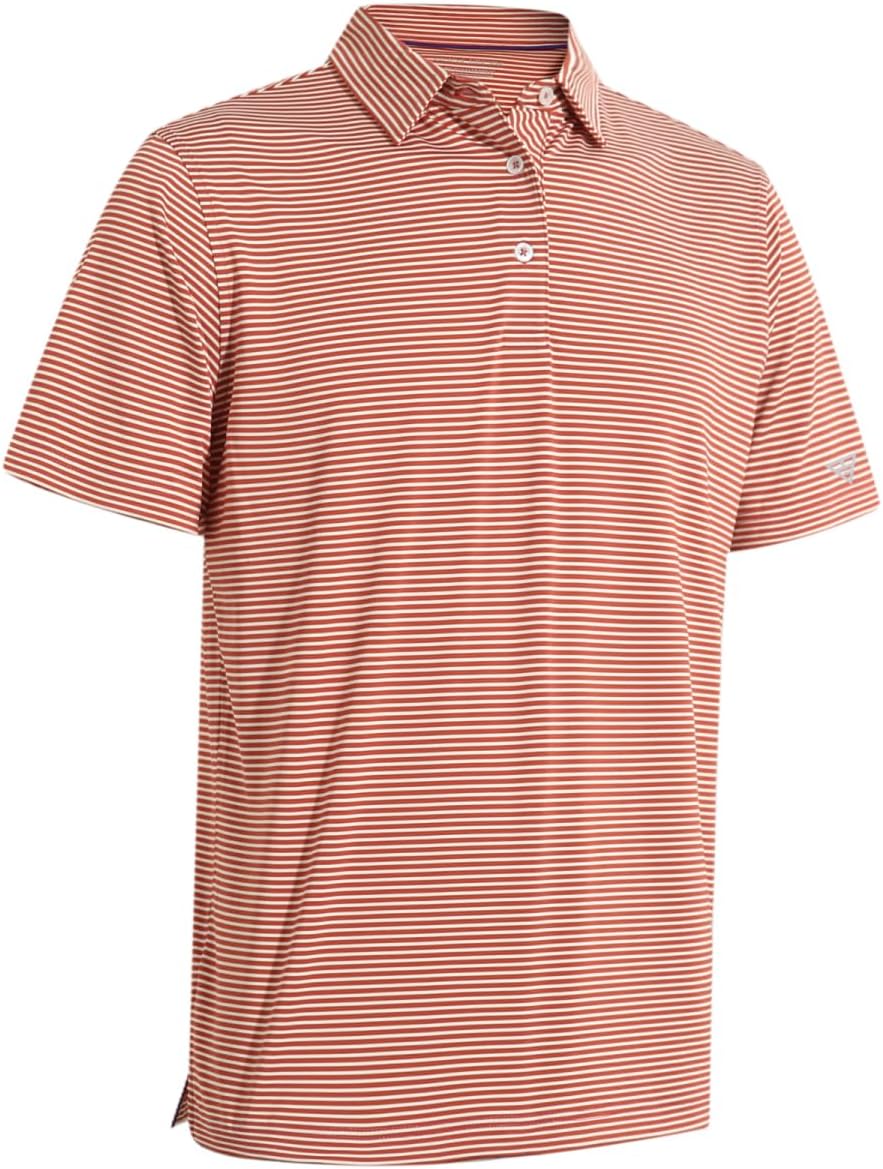 Men's Golf Polo Shirts Short Sleeve Striped Performance Moisture Wicking Dry Fit Golf Shirts for Men