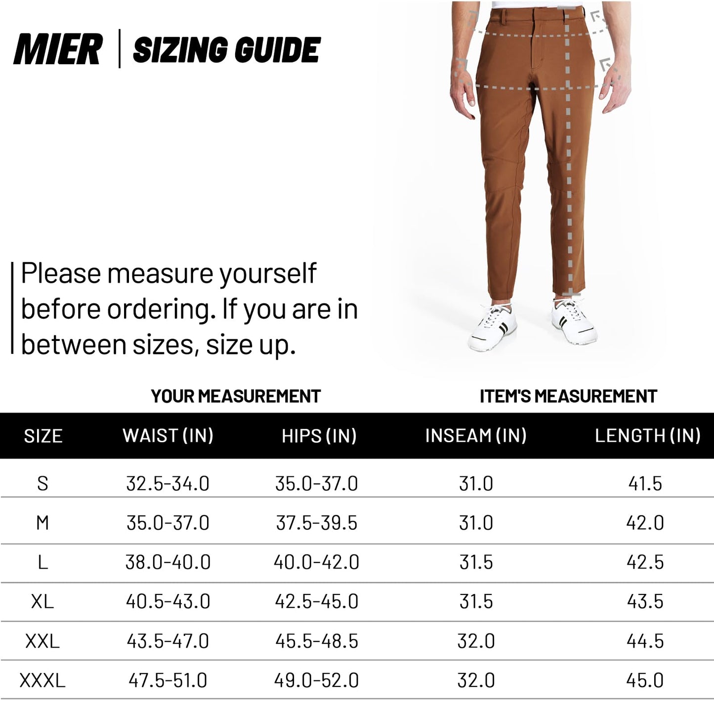 MIER Men's Stretch Golf Pants Slim Fit Lightweight Quick Dry Casual Work Dress Pants with 5 Pockets, Elastic Waist