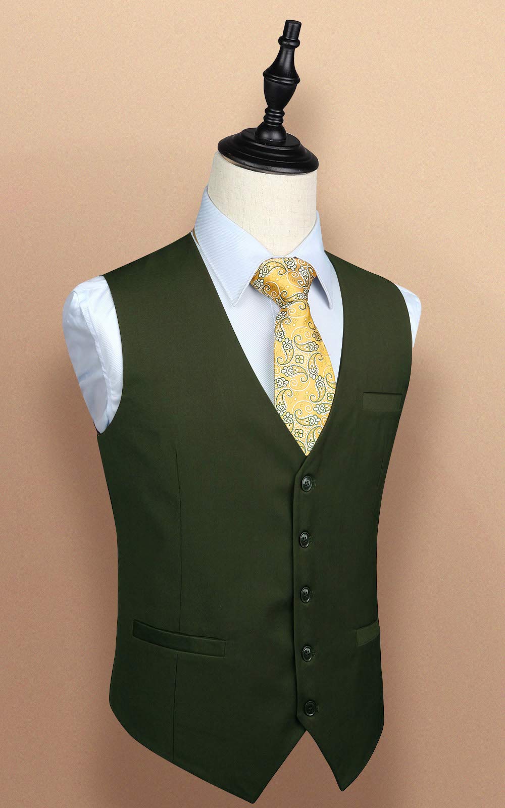 HISDERN Men's Suit Vest Business Formal Dress Waistcoat Vest with 3 Pockets for Suit or Tuxedo