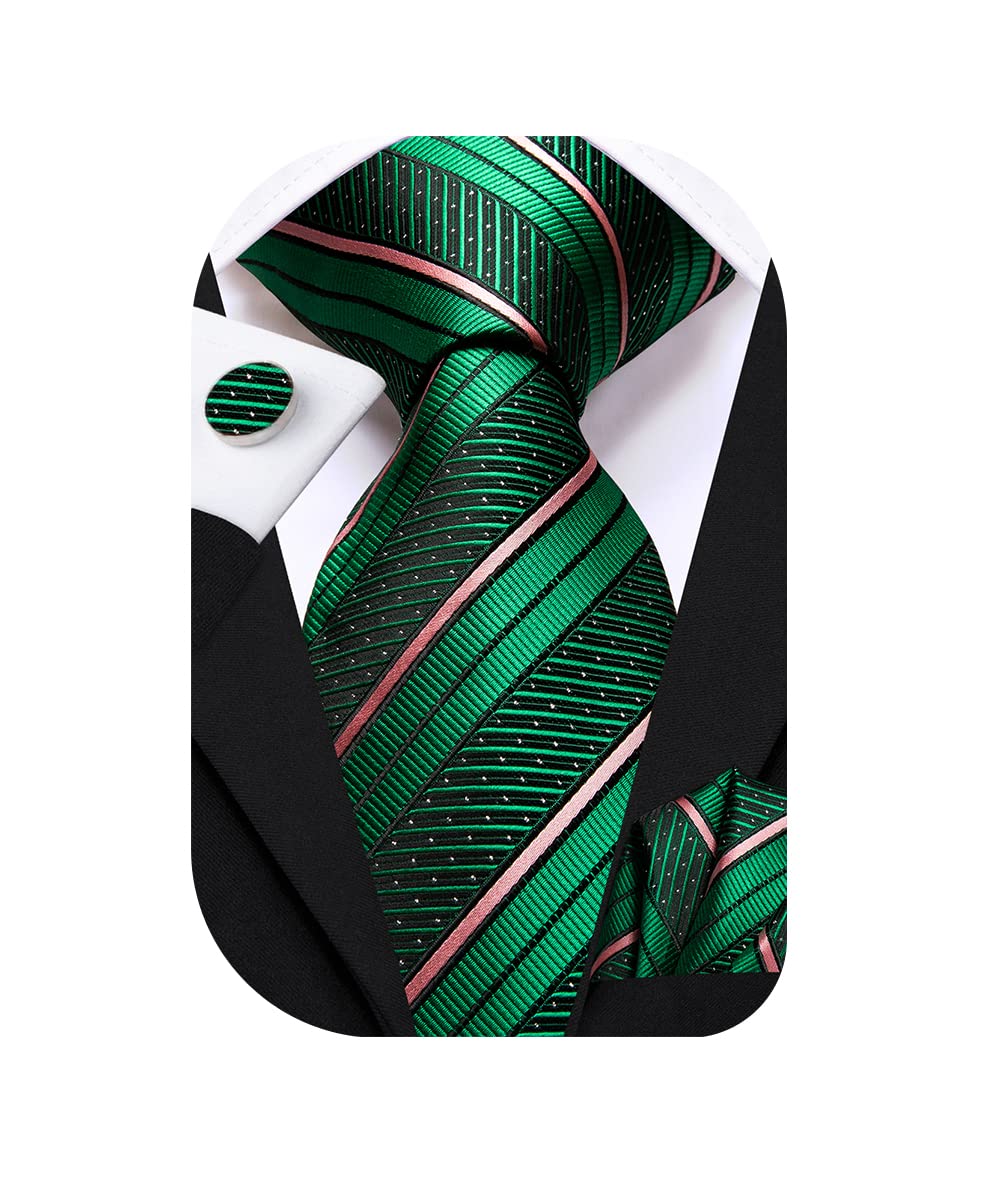 Dubulle Mens Tie Set Solid Paisley Silk Striped Necktie for Men with Cufflinks Tie and Pocket Square