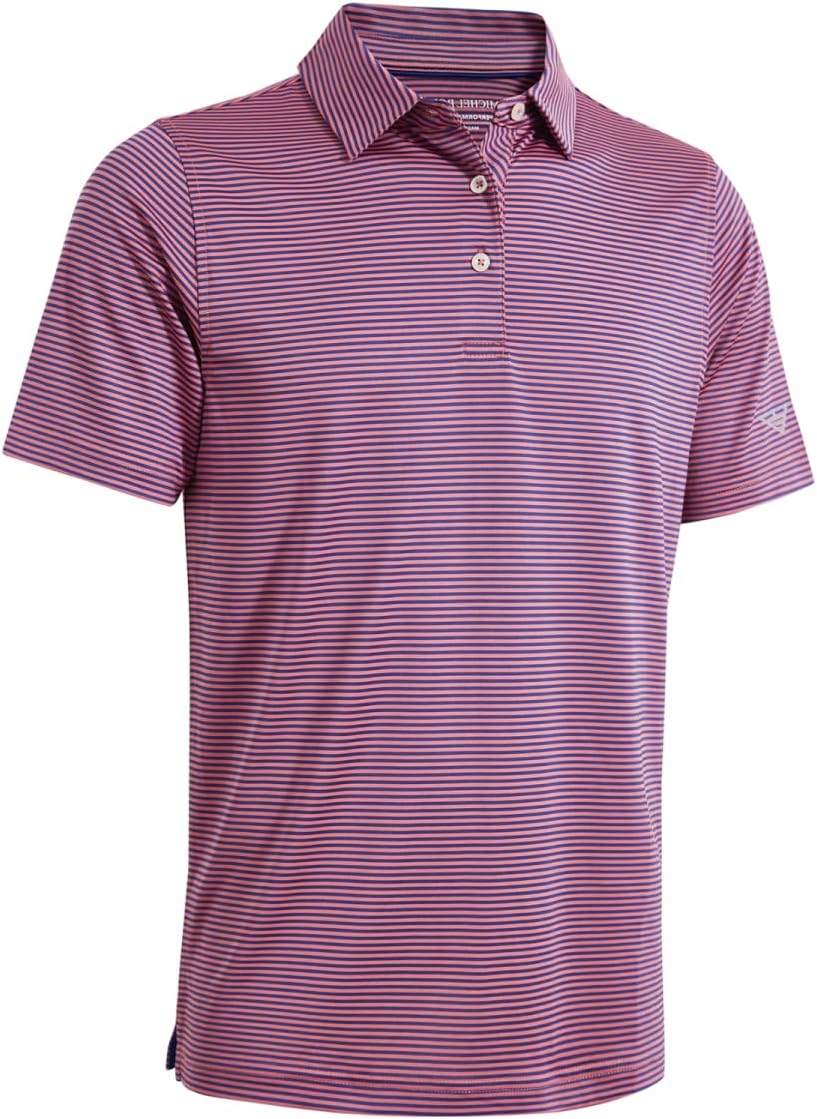 Men's Golf Polo Shirts Short Sleeve Striped Performance Moisture Wicking Dry Fit Golf Shirts for Men