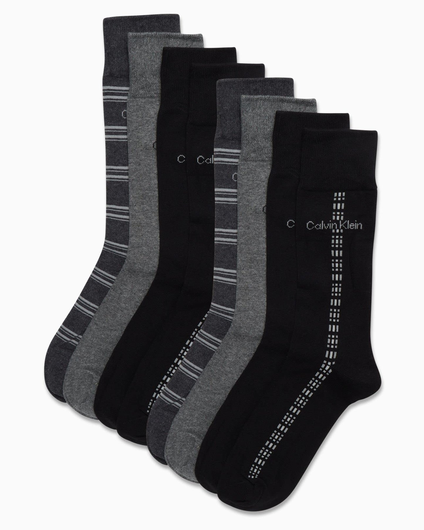 Calvin Klein Men's Dress Socks - Lightweight Cotton Blend Crew Socks (8 Pairs)