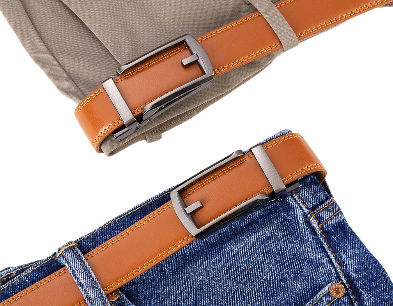 Mens Leather Ratchet Belts with Click Buckle Perfect Fit Dress Belt 30mm Wide