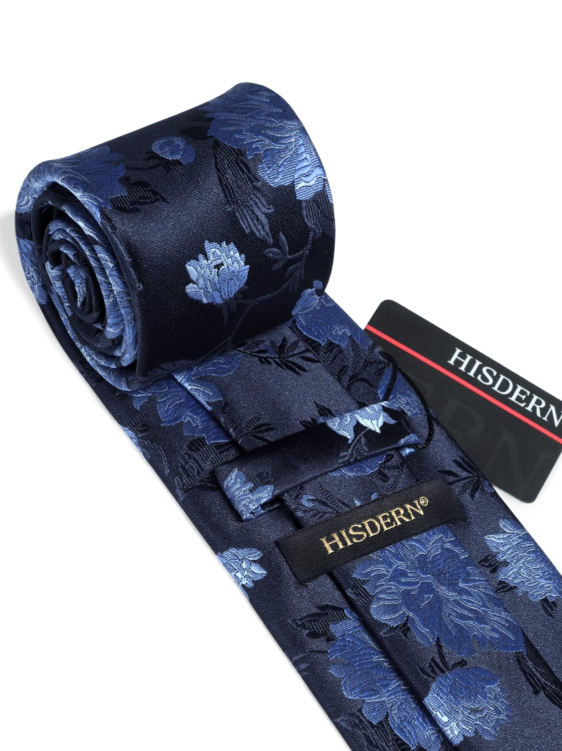 Men Floral Ties Woven Classic 3.4" NeckTie Set Formal Tie Pocket Square for Wedding with Handkerchief