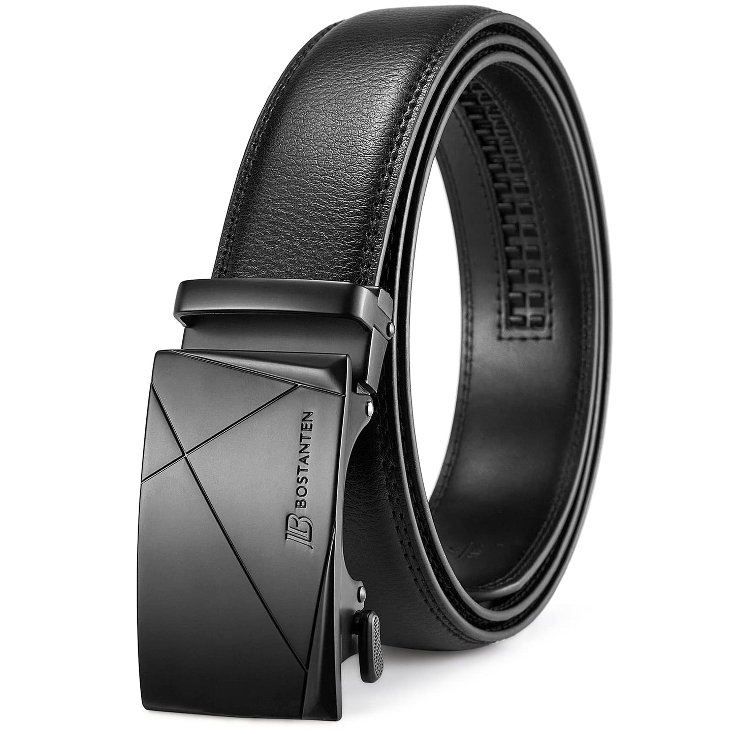 BOSTANTEN Mens Belt Leather Ratchet Belt For Men Dress and Casual with Adjustable Buckle, Trim to Fit