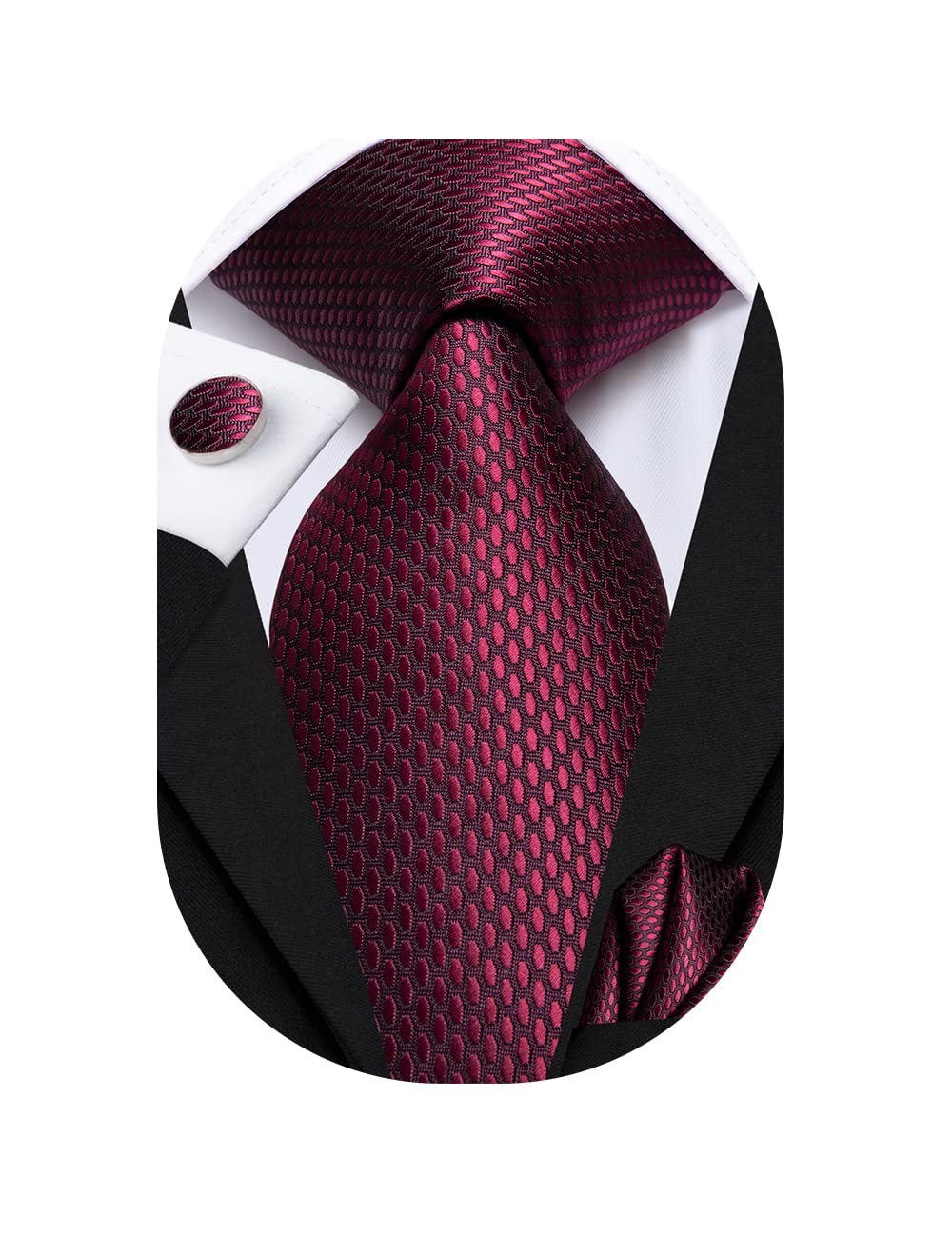 Dubulle Mens Tie Set Solid Paisley Silk Striped Necktie for Men with Cufflinks Tie and Pocket Square