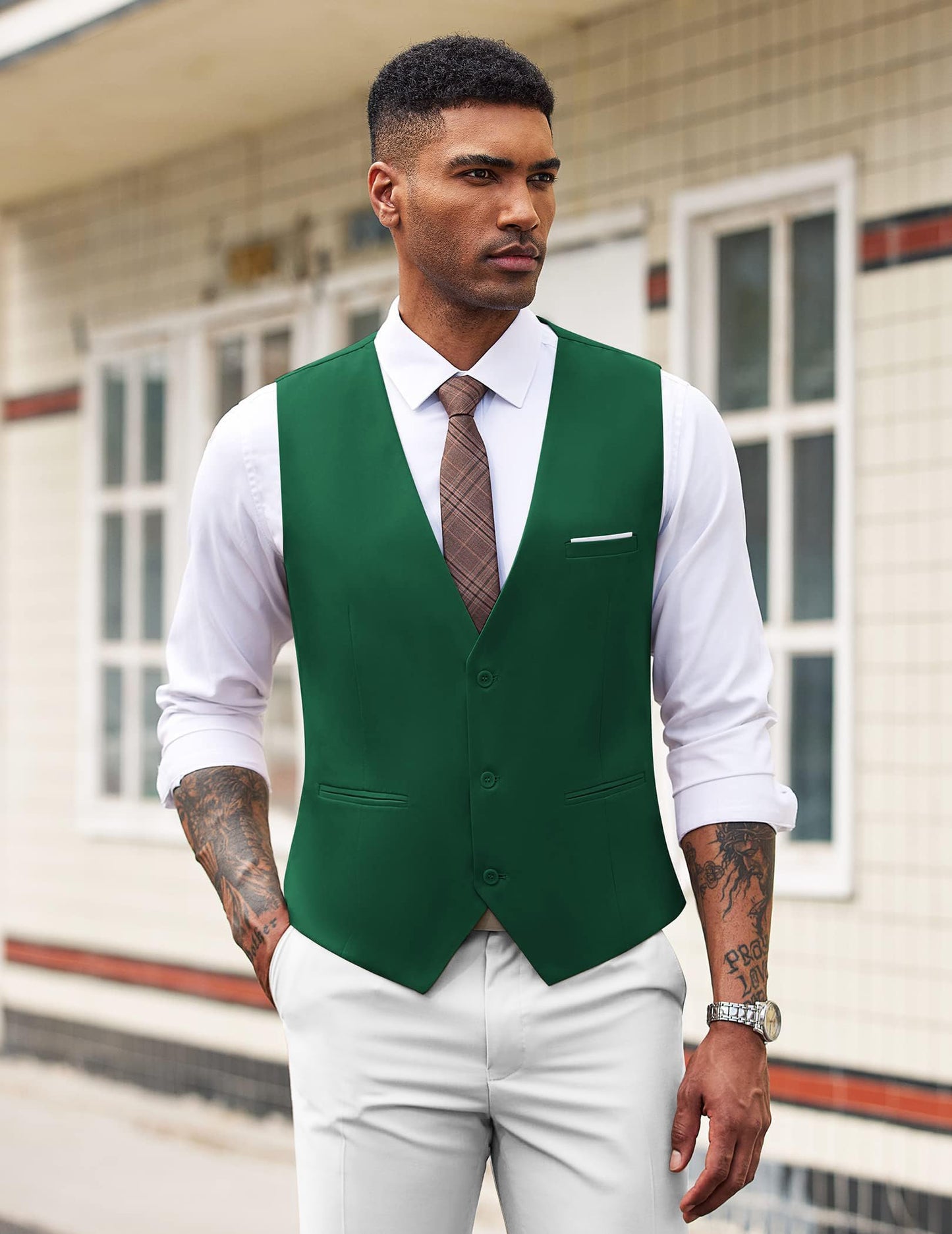 COOFANDY Men's Formal Suit Vest Slim Fit Casual Business Dress Waistcoat Vest