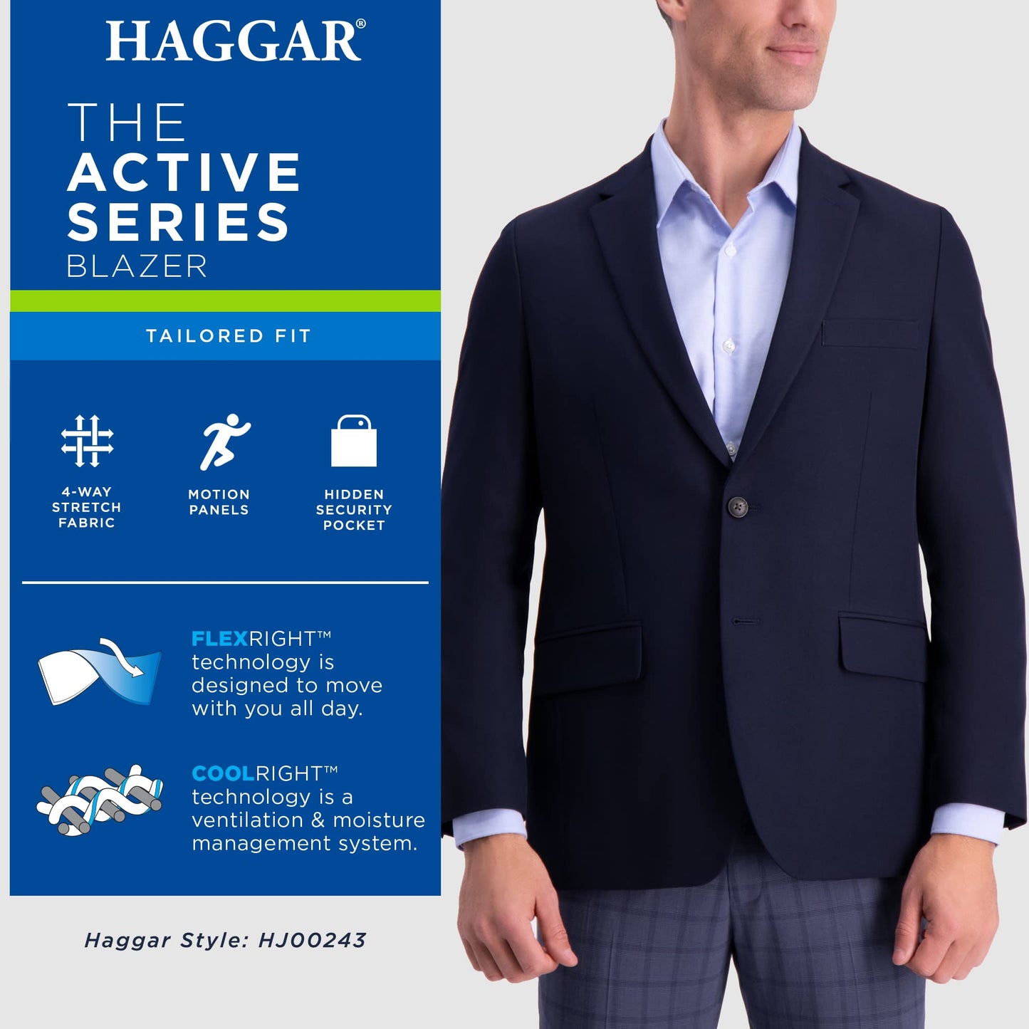 Haggar Men's The Active Series Classic Fit Gabardine Blazer (Regular and Big and Tall Sizes)