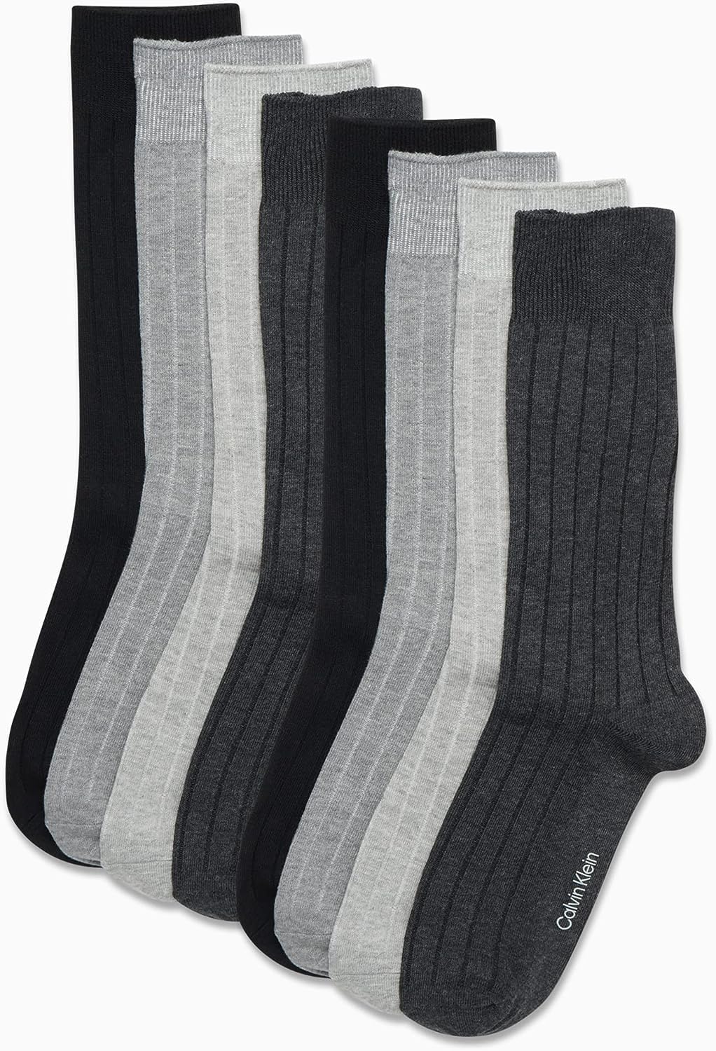 Calvin Klein Men's Dress Socks - Lightweight Cotton Blend Crew Socks (8 Pairs)