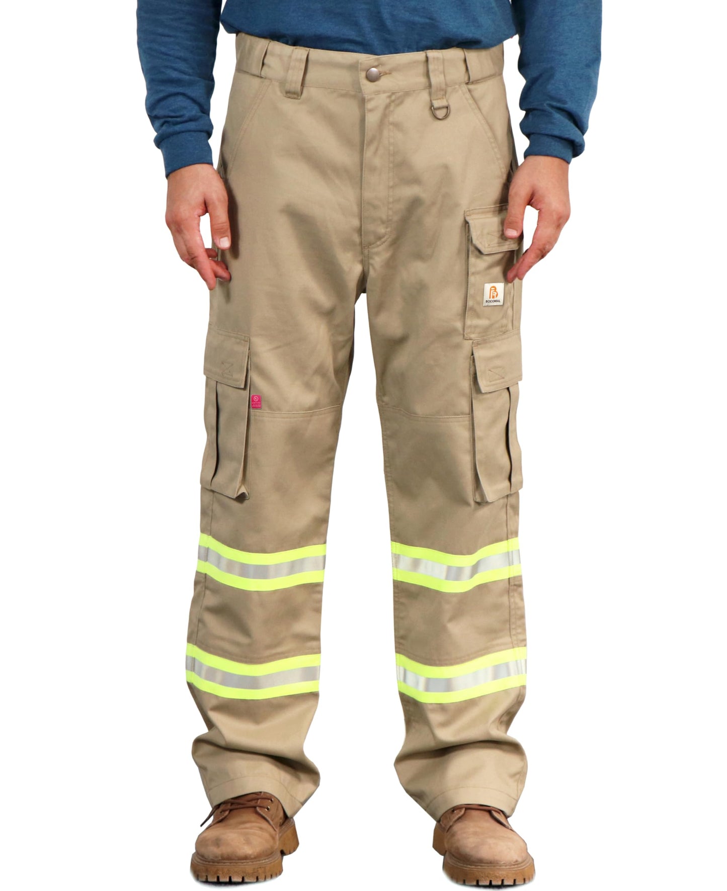 BOCOMAL FR Pants High Visibility Cargo Pockets Flame Resistant Hi-Vis Workwear Water & Oil Repellent Finish