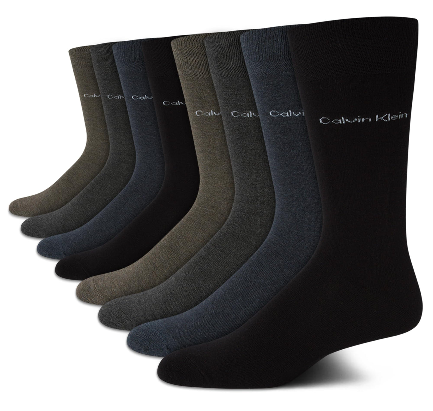 Calvin Klein Men's Dress Socks - Lightweight Cotton Blend Crew Socks (8 Pairs)