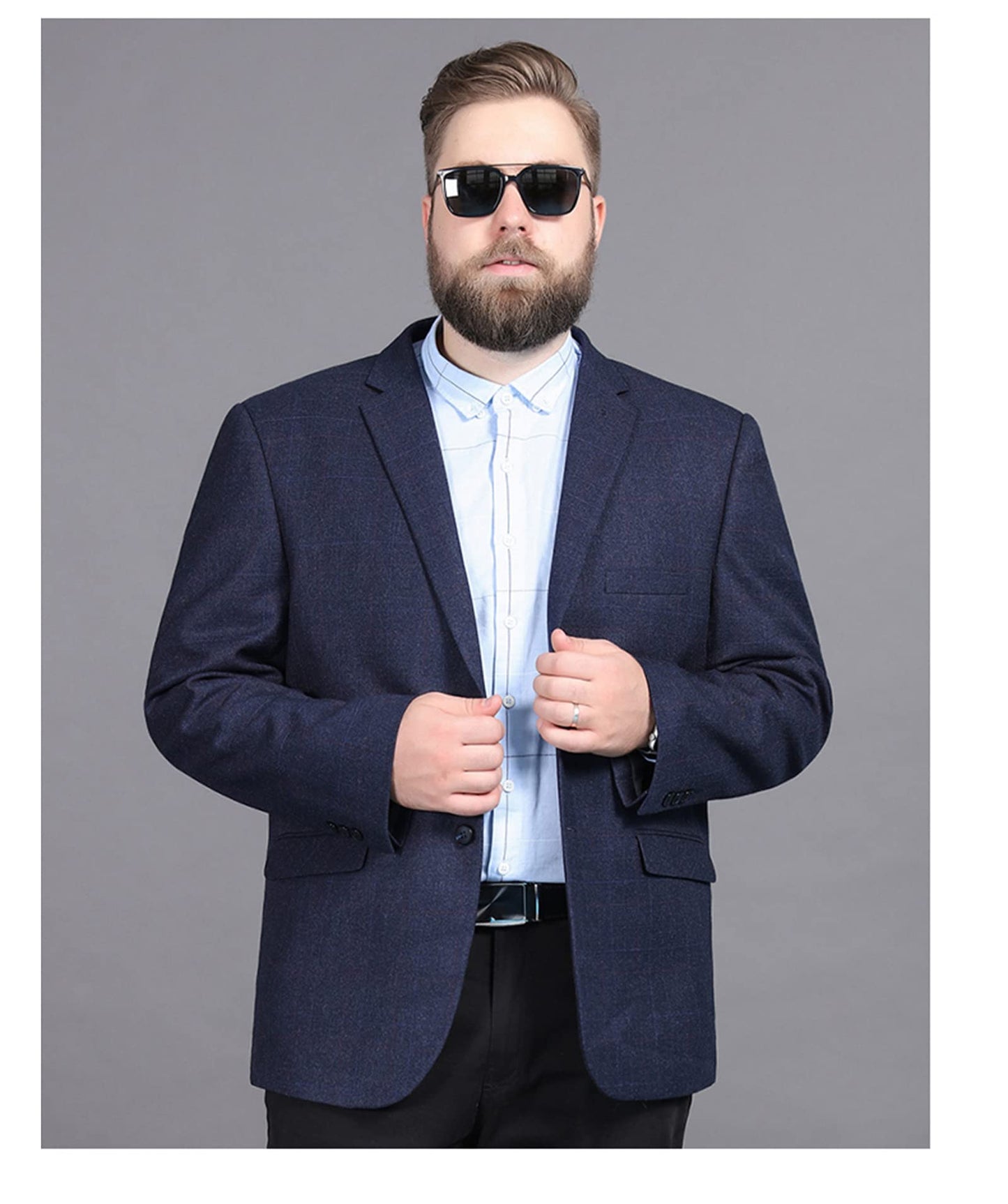 Men's Plus Size Blazer Two Button Business Suit Jacket Wedding Stylish Dress