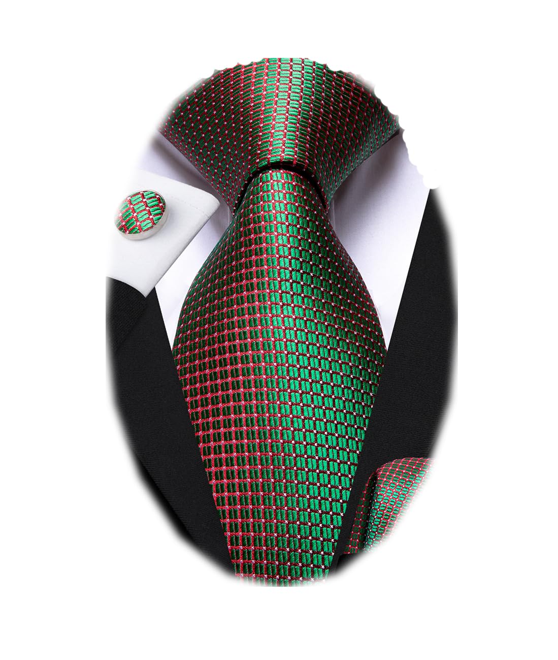 Dubulle Mens Tie Set Solid Paisley Silk Striped Necktie for Men with Cufflinks Tie and Pocket Square