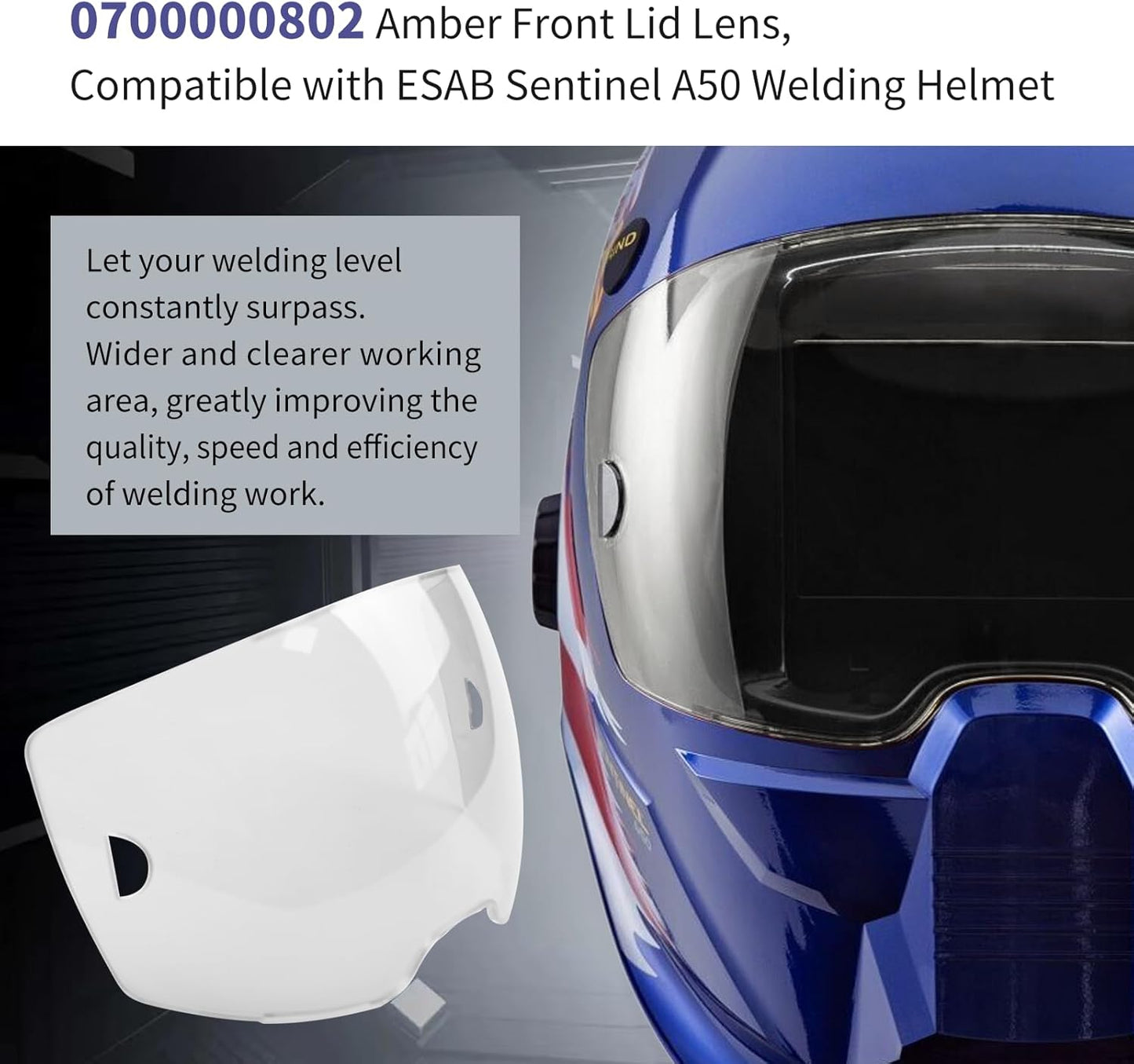 10 PACK 0700000802 Clear Front Cover Lens, Polycarbonate Outside Cover Lens, 3.93" x 2.36" Viewing Lens, A50 Welding Helmet Cover Lens, Compatible with ESAB 0700000800 Sentinel A50 Welding Helmet