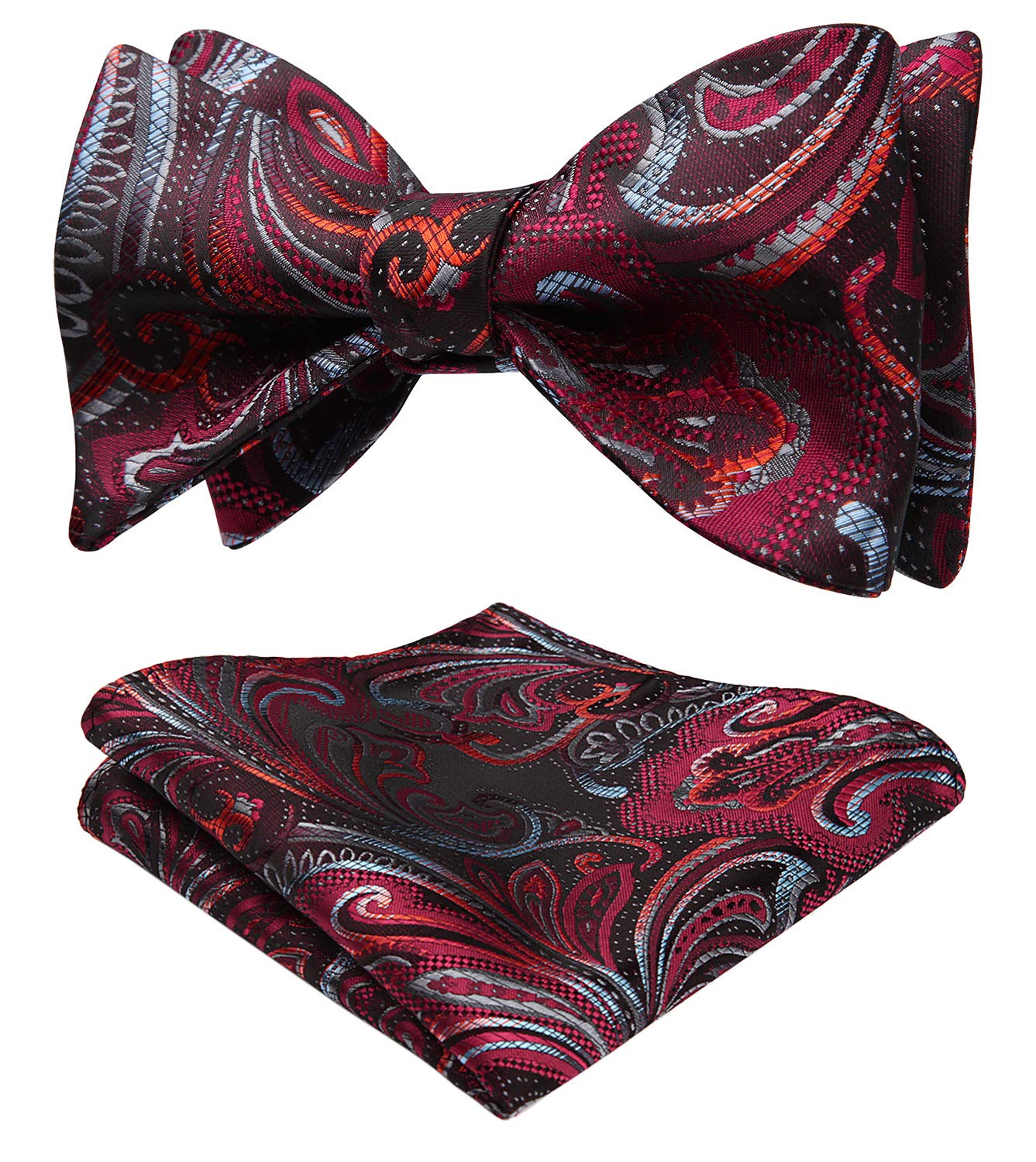 HISDERN Bow Ties for Men Paisley Bowties Mens Self Tie Bow Tie and Pocket Square Set Formal Tuxedo Wedding Bowtie