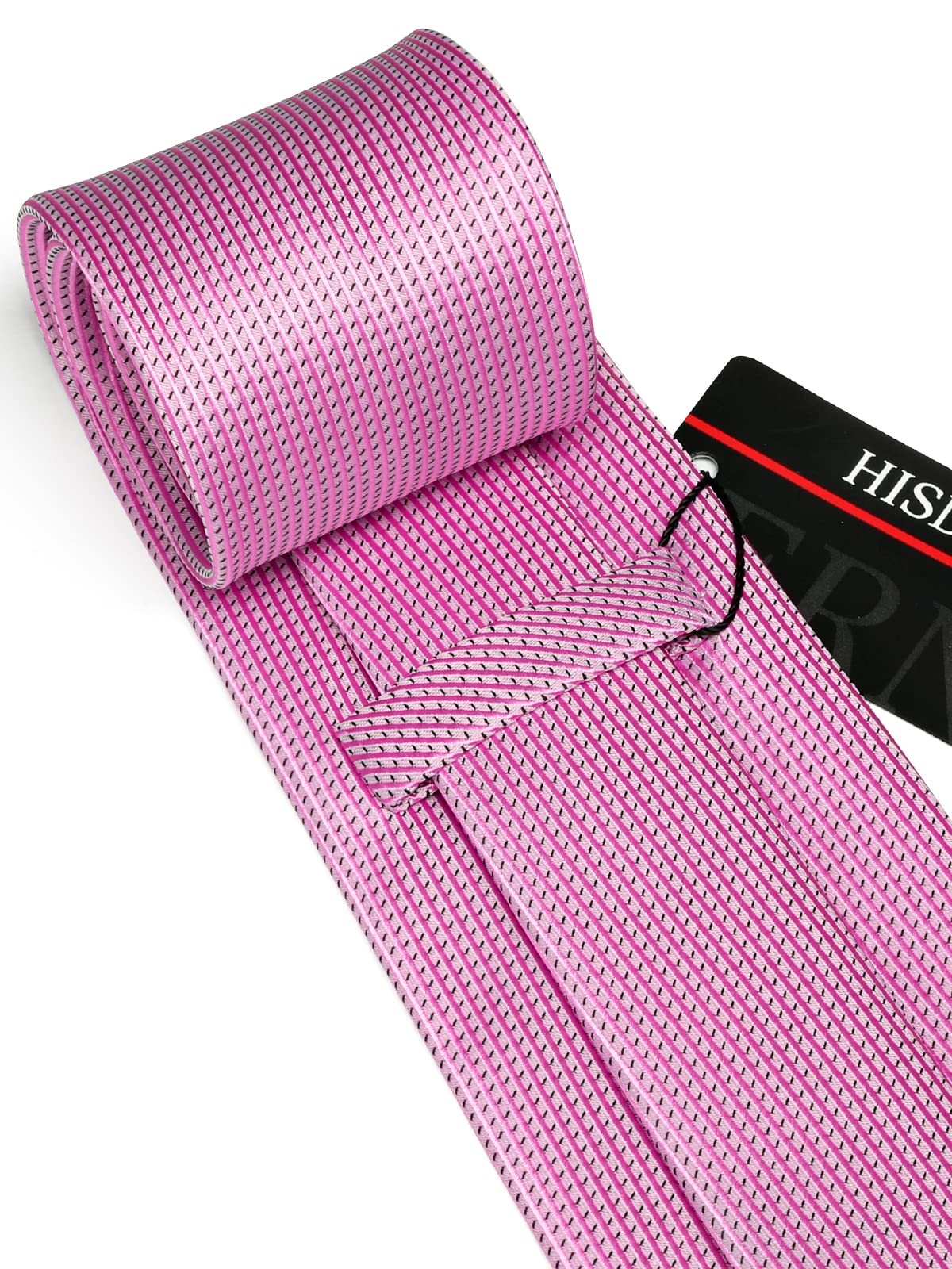 HISDERN Mens Ties Set Stripe Plaid Ties for Men and Pocket Square Cufflinks Formal Silk Necktie Wedding Business