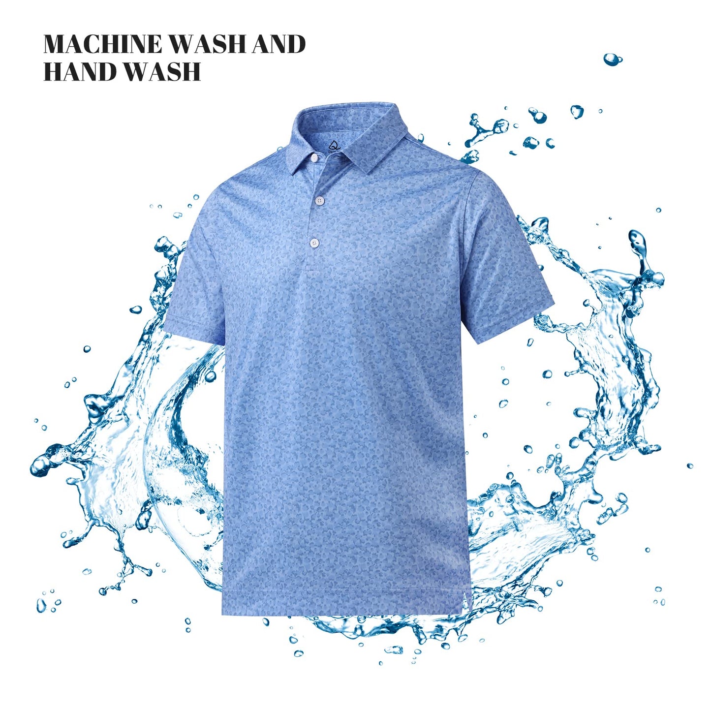 DEOLAX Mens Polo Shirts Performance Moisture Wicking Mens Golf Shirt Fashion Print Dry Fit Golf Shirts Short Sleeve