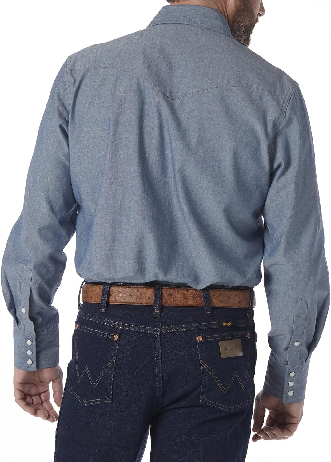 Wrangler Mens Cowboy Cut Firm Finish Long Sleeve Western Snap Solid Work Shirt