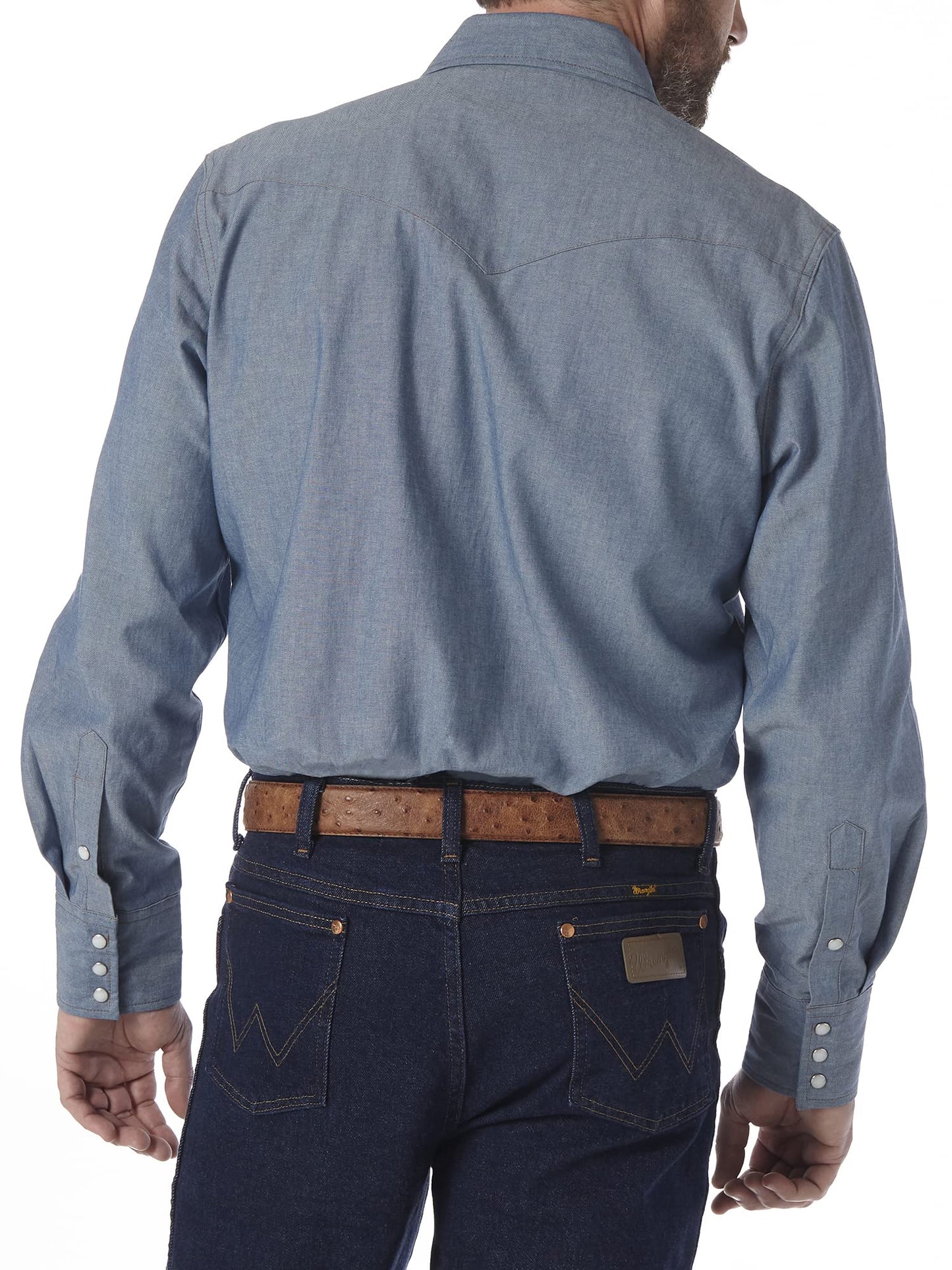 Wrangler Mens Cowboy Cut Firm Finish Long Sleeve Western Snap Solid Work Shirt