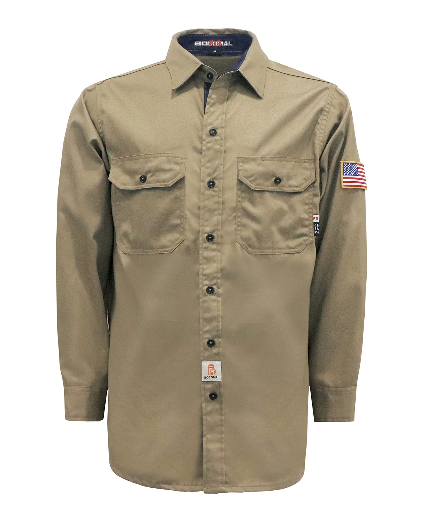 BOCOMAL FR Shirts for Men Flame Resistant Light Weight NFPA2112 Fire Retardant Welding Shirt Water & Oil Repellent Finish