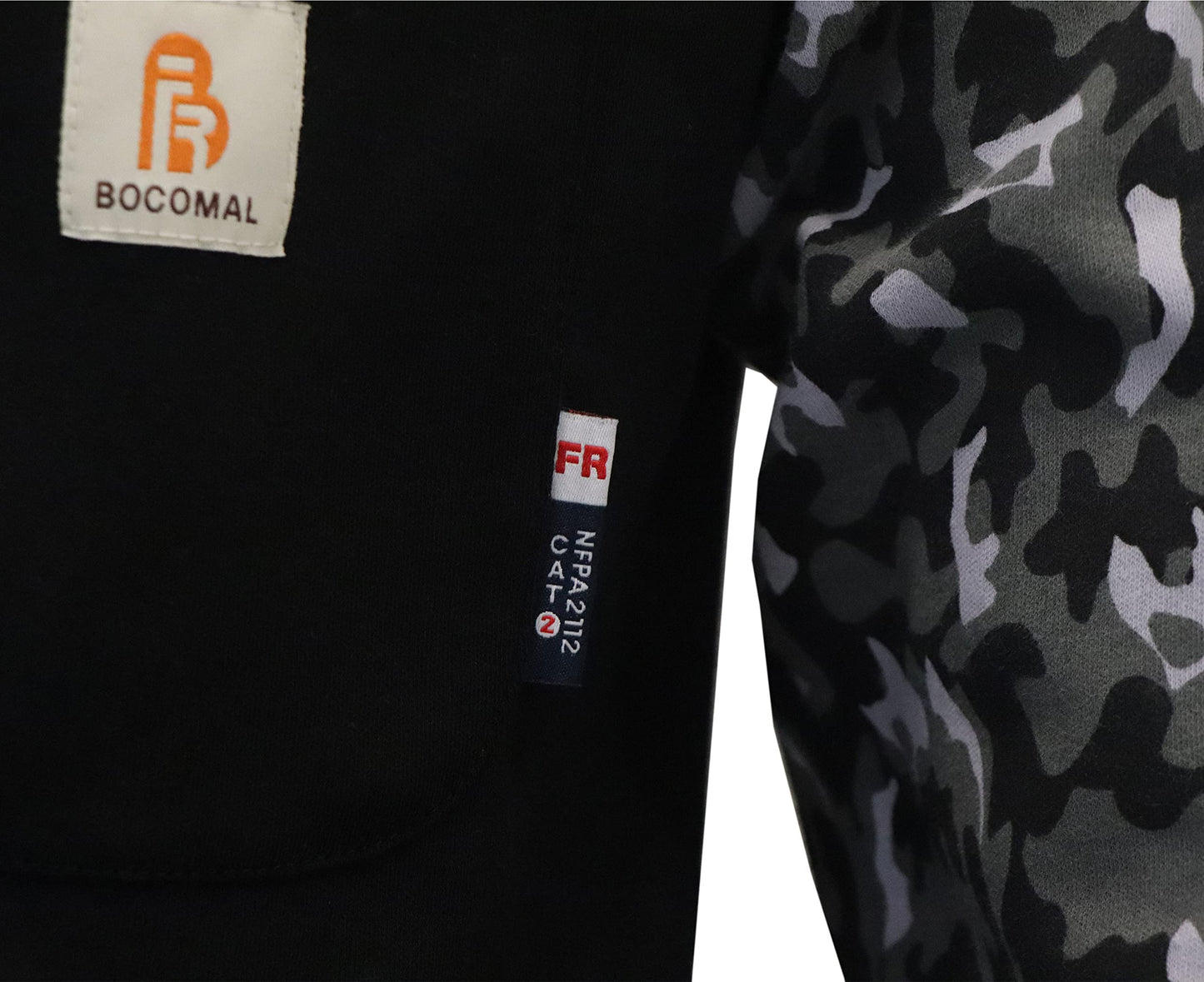 BOCOMAL FR Shirts Flame Resistant Henley Printed and Camo Two Tone 7oz Men's Fire Retardant Work Shirts