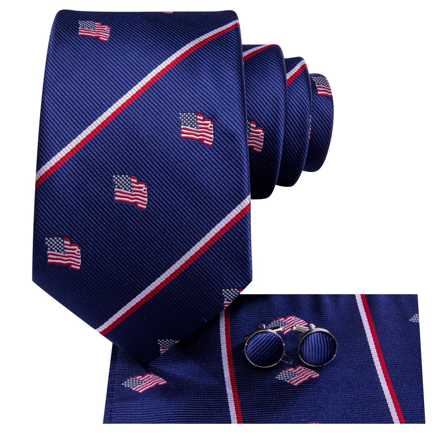 Dubulle Mens Tie Set Solid Paisley Silk Striped Necktie for Men with Cufflinks Tie and Pocket Square