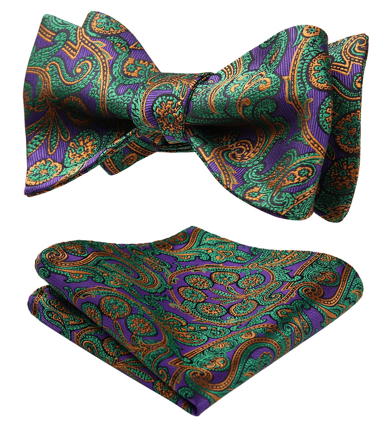 HISDERN Bow Ties for Men Paisley Bowties Mens Self Tie Bow Tie and Pocket Square Set Formal Tuxedo Wedding Bowtie