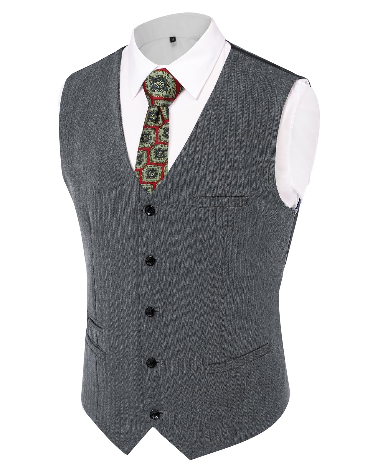 PJ PAUL JONES Men's Herringbone Tweed Suit Vest Casual Wool Blend Waistcoat