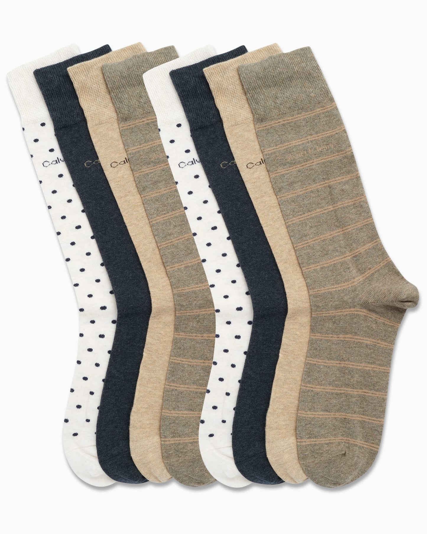 Calvin Klein Men's Dress Socks - Lightweight Cotton Blend Crew Socks (8 Pairs)