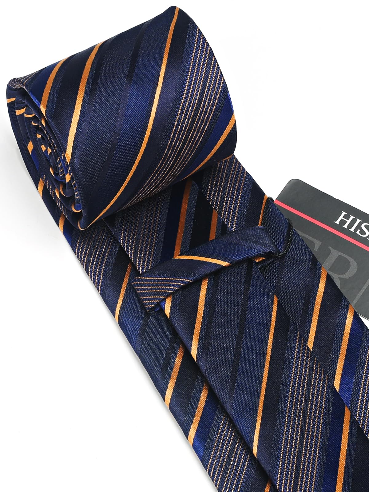 HISDERN Mens Ties Set Stripe Plaid Ties for Men and Pocket Square Cufflinks Formal Silk Necktie Wedding Business