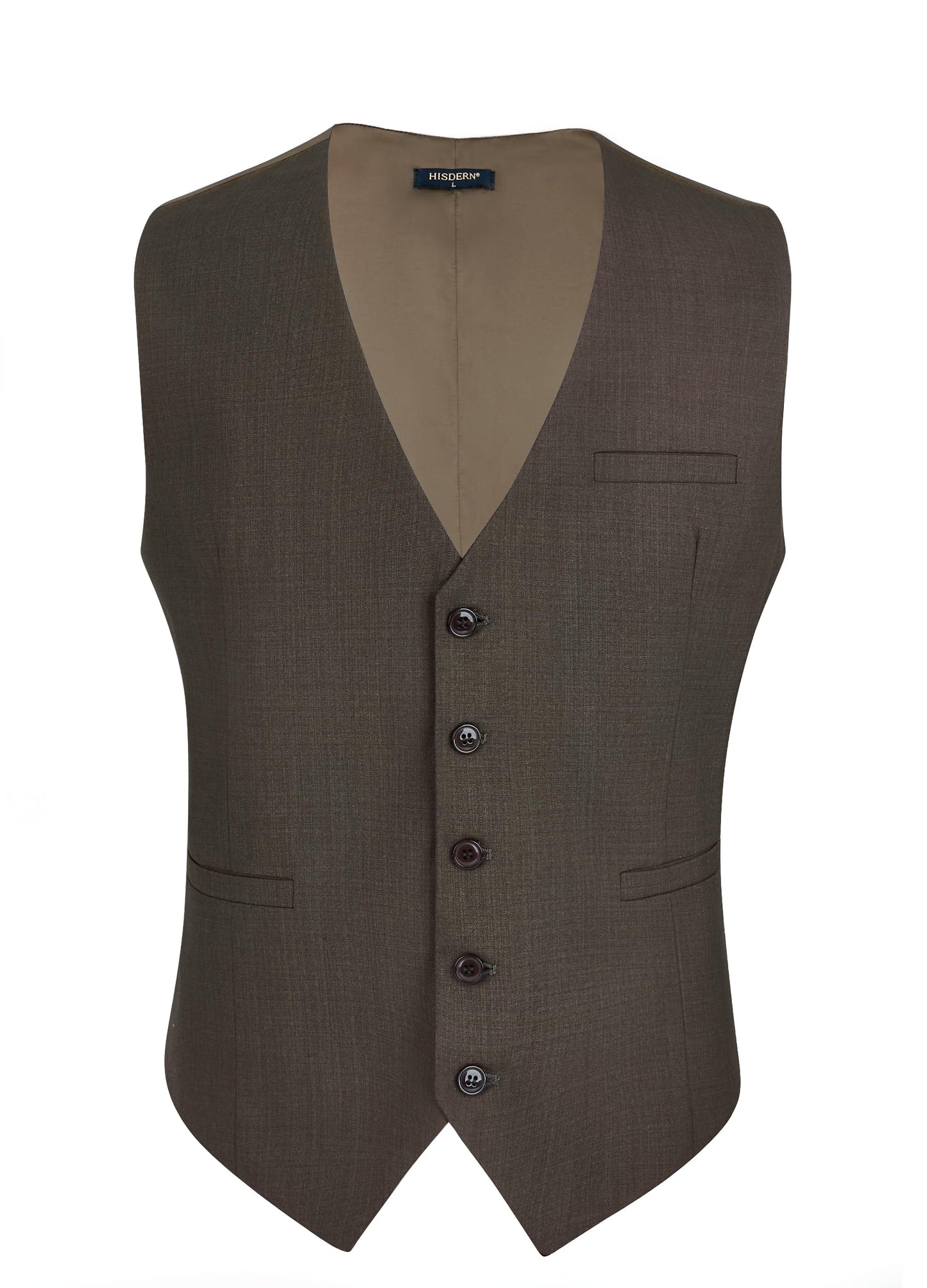 HISDERN Men's Suit Vest Business Formal Dress Waistcoat Vest with 3 Pockets for Suit or Tuxedo