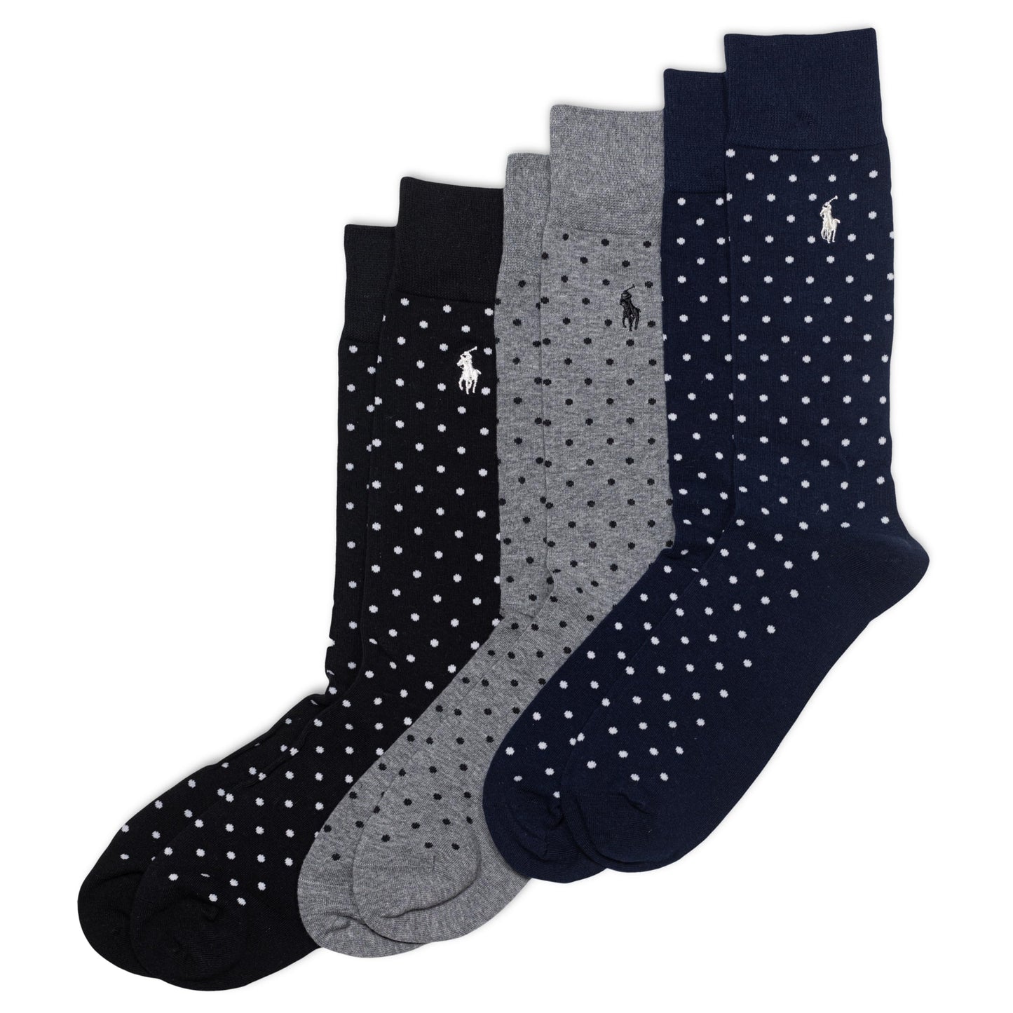 POLO RALPH LAUREN mens Argyle Pattern Dress Crew Socks - 3 Pair Pack - Soft Lightweight Cotton Comfort