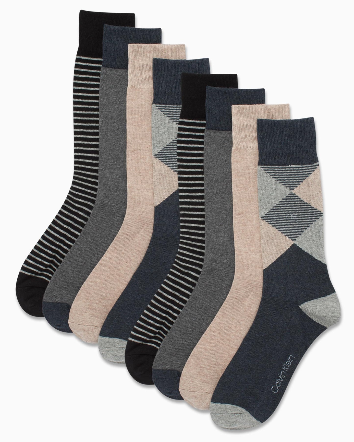 Calvin Klein Men's Dress Socks - Lightweight Cotton Blend Crew Socks (8 Pairs)