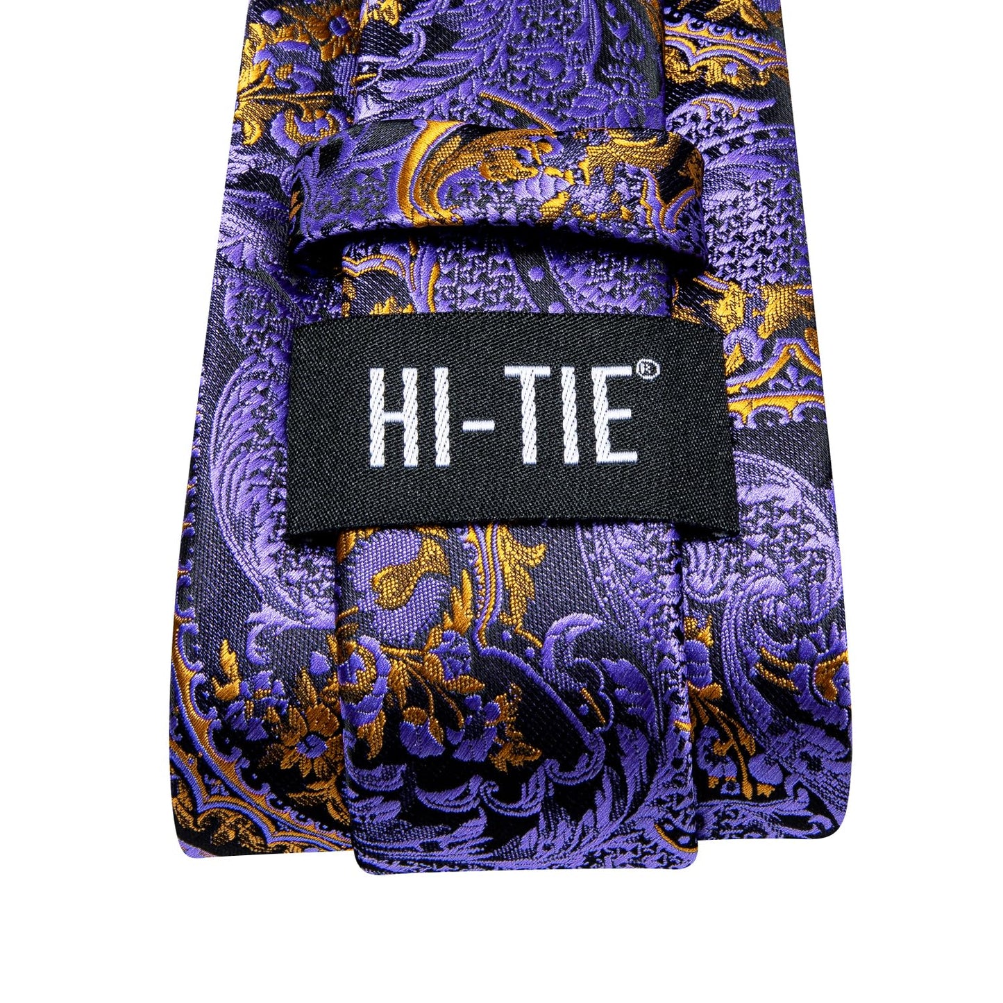 Hi-Tie Silk Paisley Ties for Men Necktie Pocket Square Cufflinks Set Foral Tie Sets Formal Business