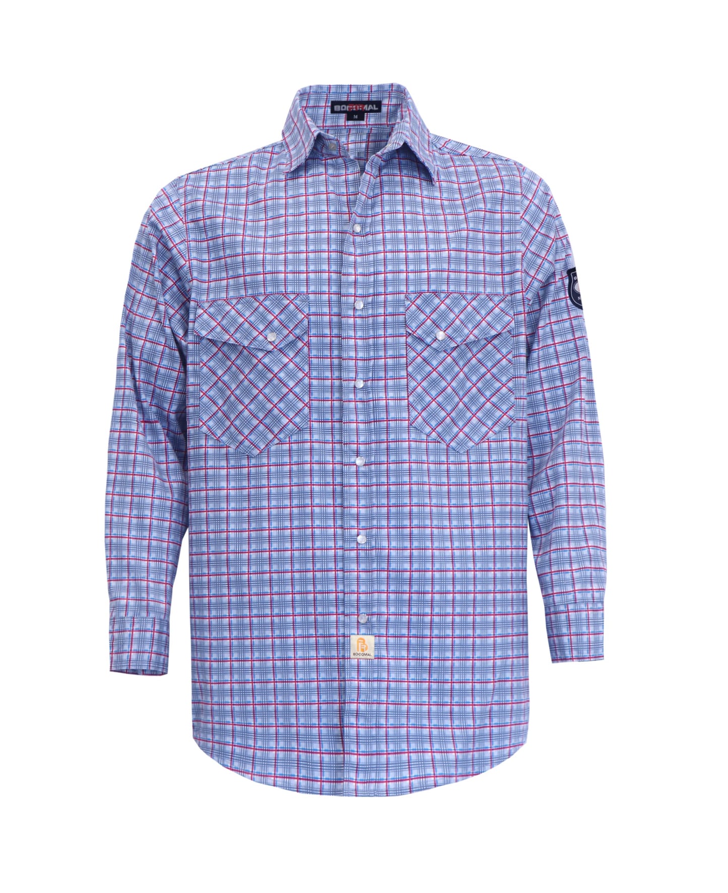 BOCOMAL FR Shirts Flame Resistant NFPA2112/CAT2 6.5oz Light Weight Printed Fire Retardant Plaid Shirt