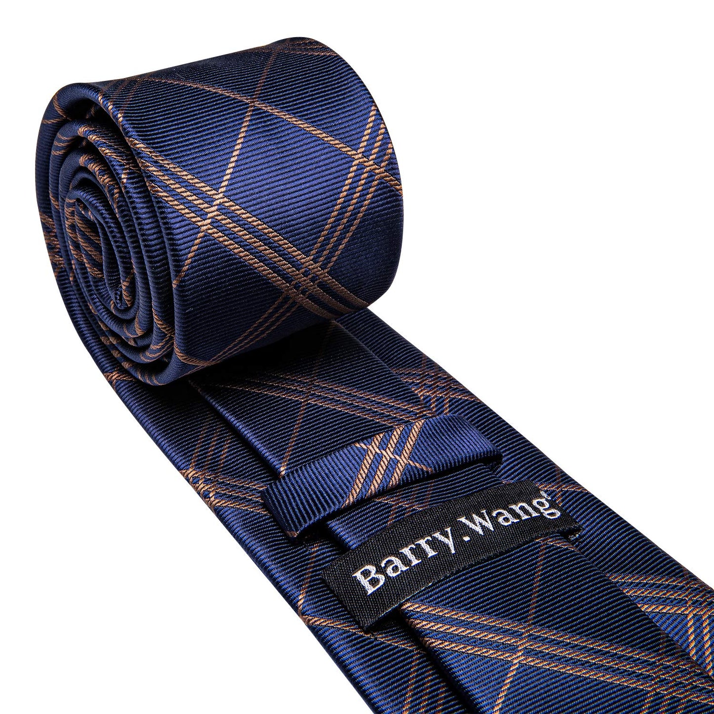 Barry.Wang Stripe Men Ties Set Classic WOVEN Necktie with Handkerchief Cufflinks Formal