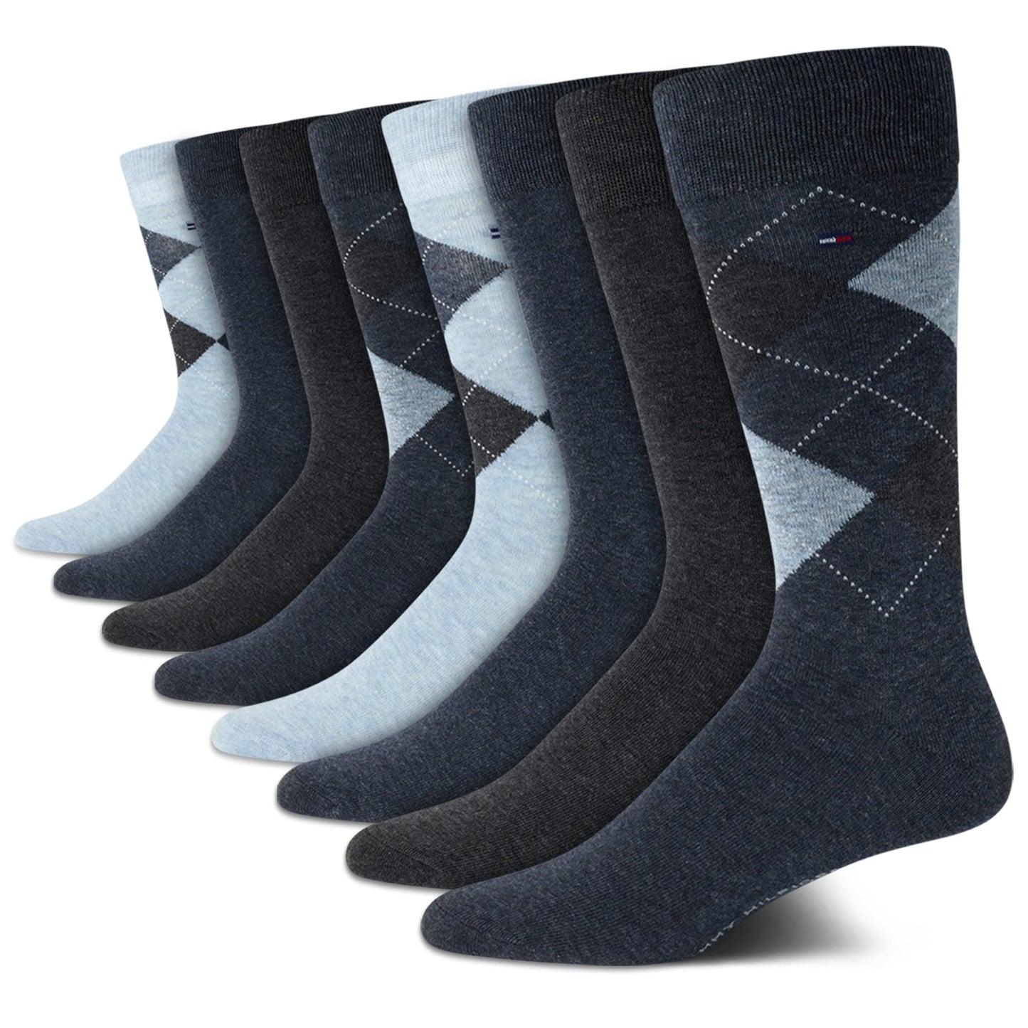 Tommy Hilfiger Men's Dress Socks - 8 Pack Comfort Stretch Crew Socks for Men - Crew Length Breathable Mens Work Socks (7-12)