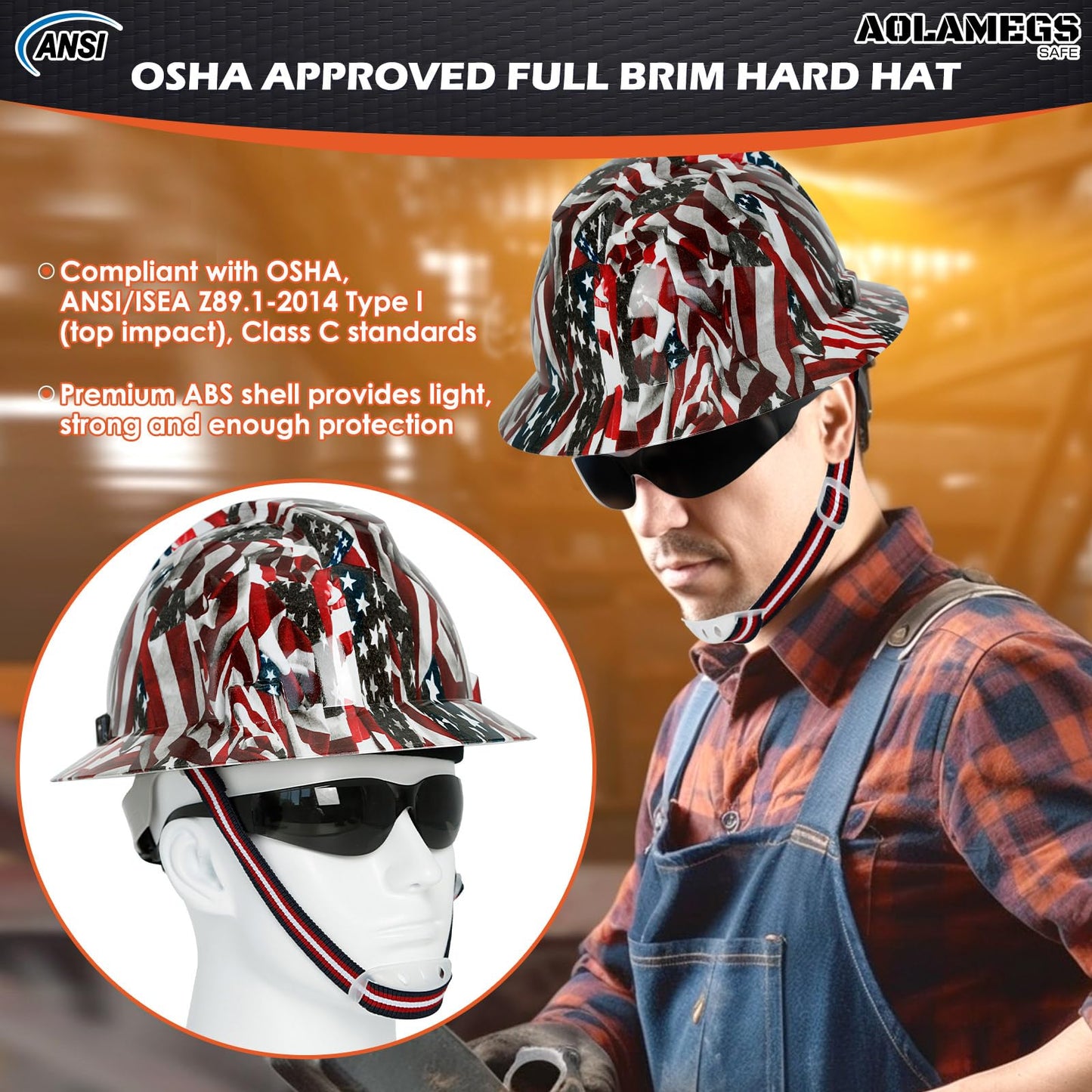 Stylish Full Brim Hard Hat with Visor and Liner (Option) -OSHA Approved Construction Safety Helmet for Men Women,ANSI Z89.1 Carbon Fiber Pattern Hardhats with Glasses and Chin Strap,4-pt