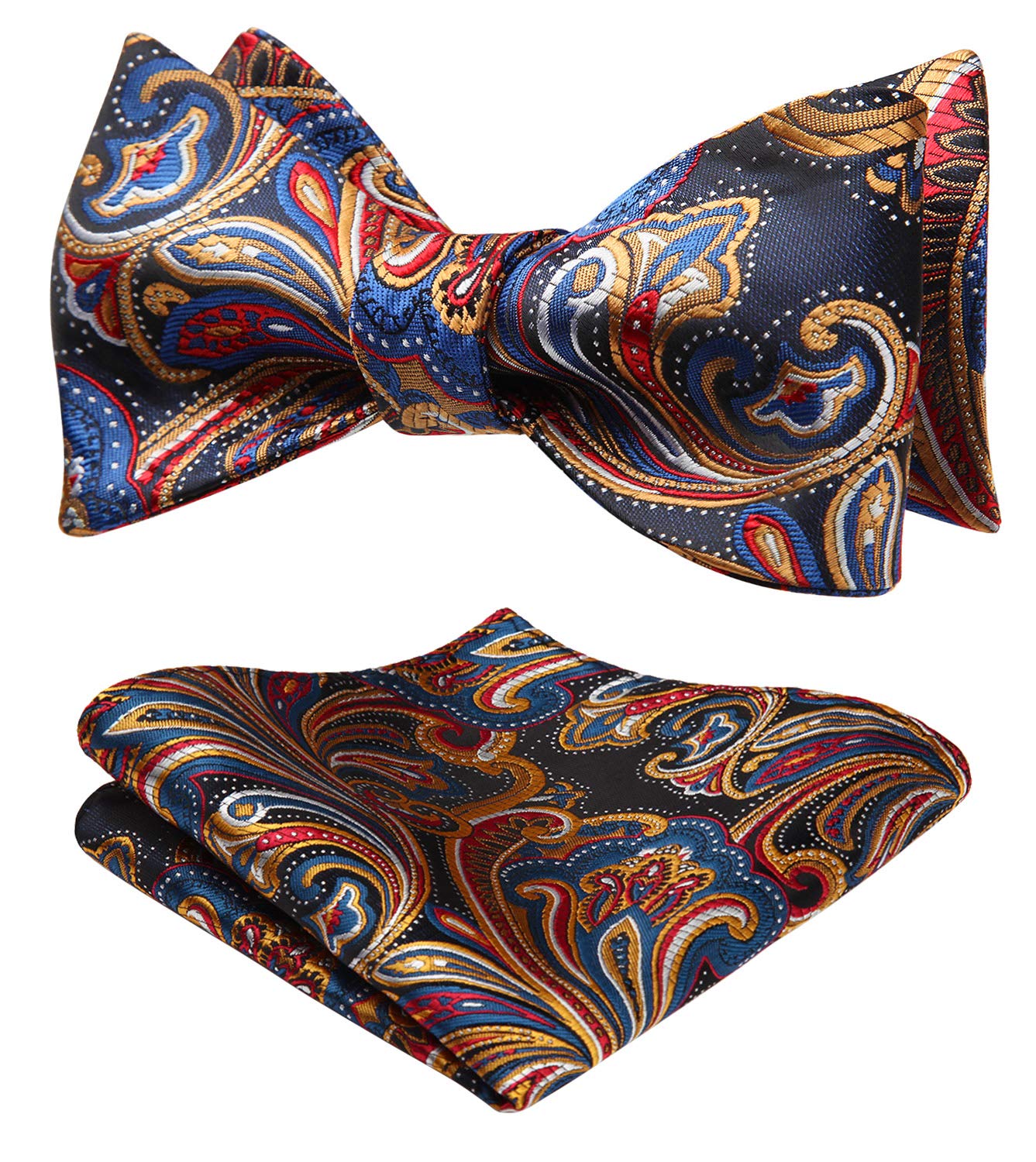 HISDERN Bow Ties for Men Paisley Bowties Mens Self Tie Bow Tie and Pocket Square Set Formal Tuxedo Wedding Bowtie