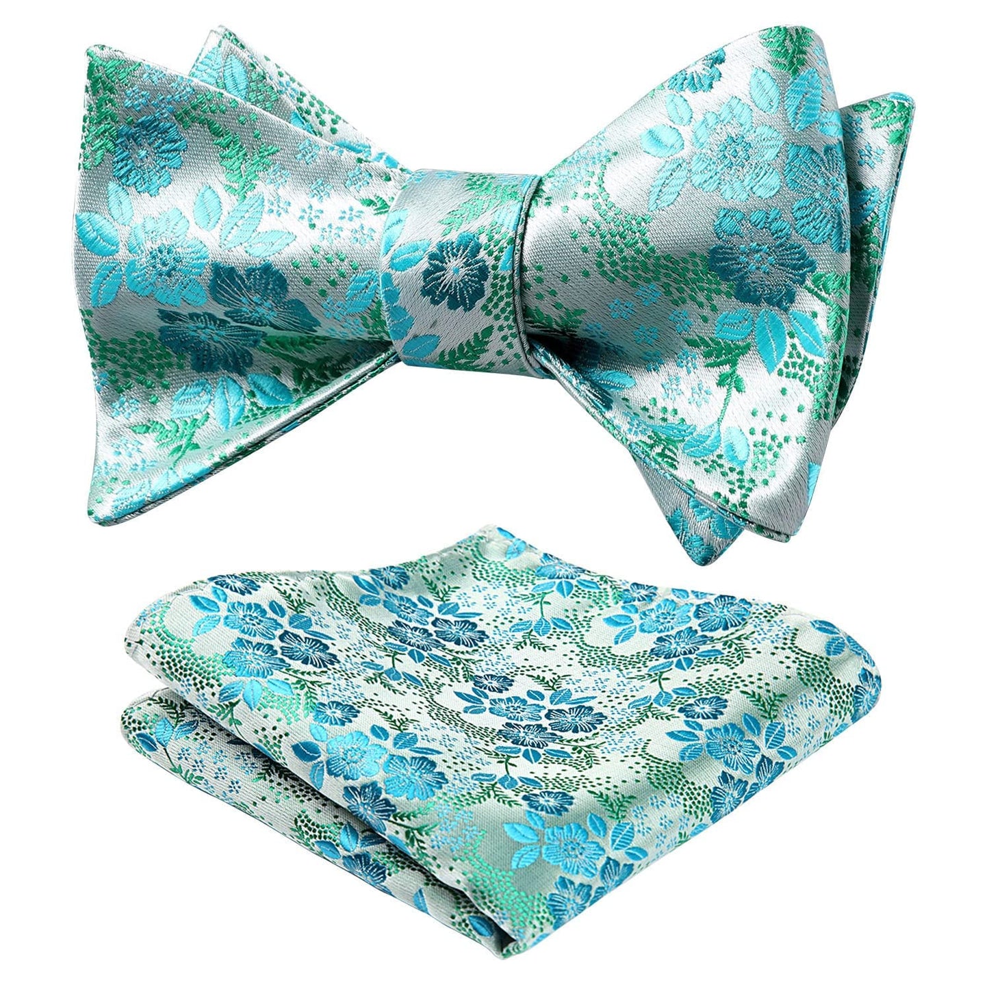 HISDERN Bow Ties for Men Floral Bowties Mens Self Tie Bow Tie Handkerchief Jacquard Woven Bowtie Pocket Square Set