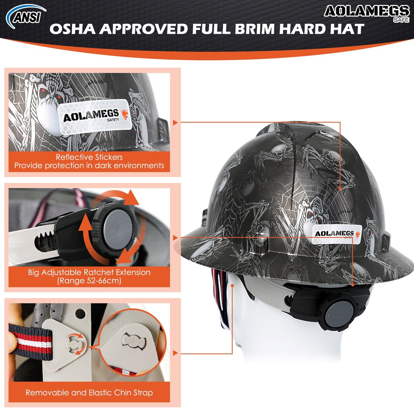 Stylish Full Brim Hard Hat with Visor and Liner (Option) -OSHA Approved Construction Safety Helmet for Men Women,ANSI Z89.1 Carbon Fiber Pattern Hardhats with Glasses and Chin Strap,4-pt