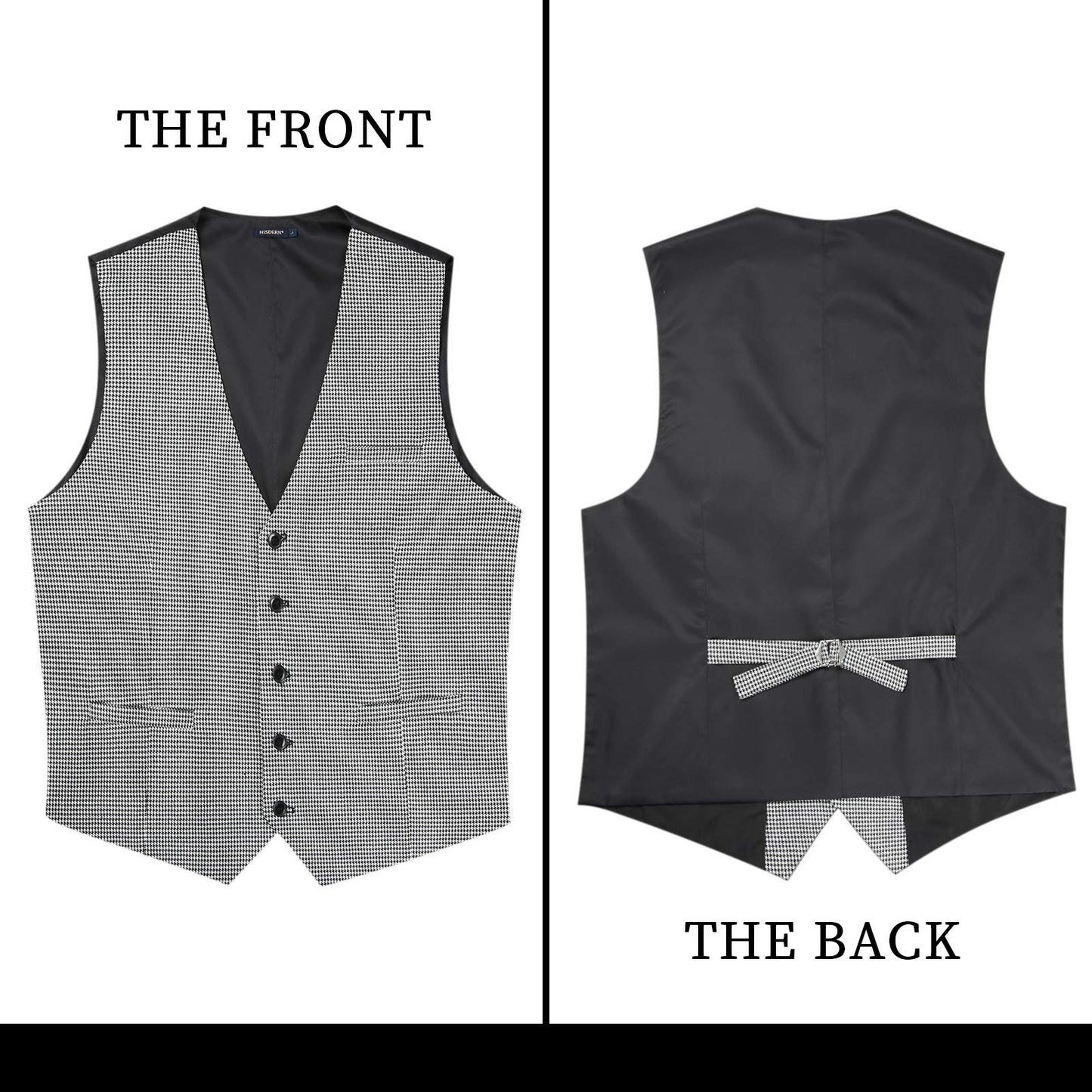 HISDERN Men's Suit Vest Business Plaid Formal Dress Waistcoat Slim Fit Vests for Men with 3 Pocket for Suit or Tuxedo