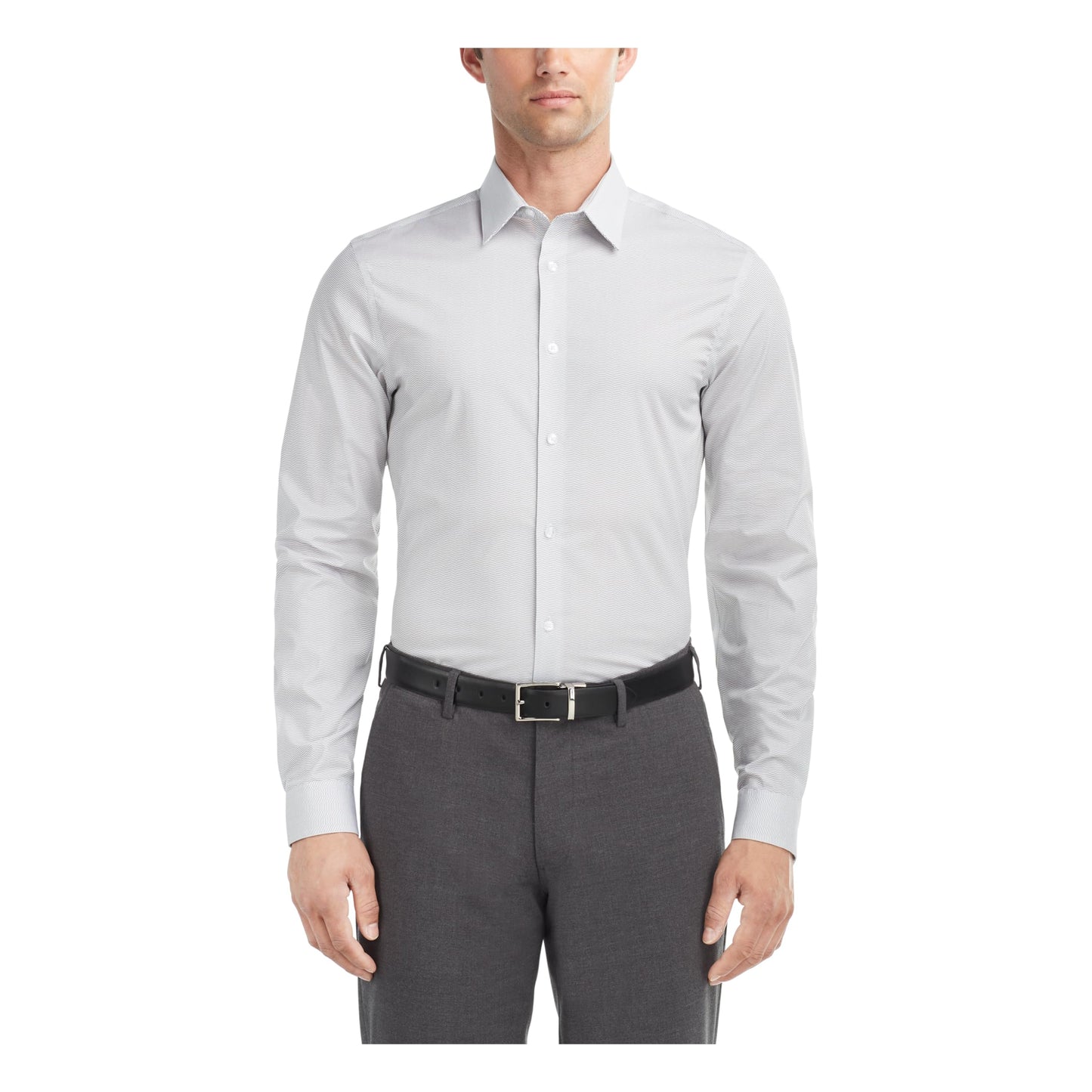 Calvin Klein Men's Non Iron Regular Fit Herringbone French Cuff Dress Shirt