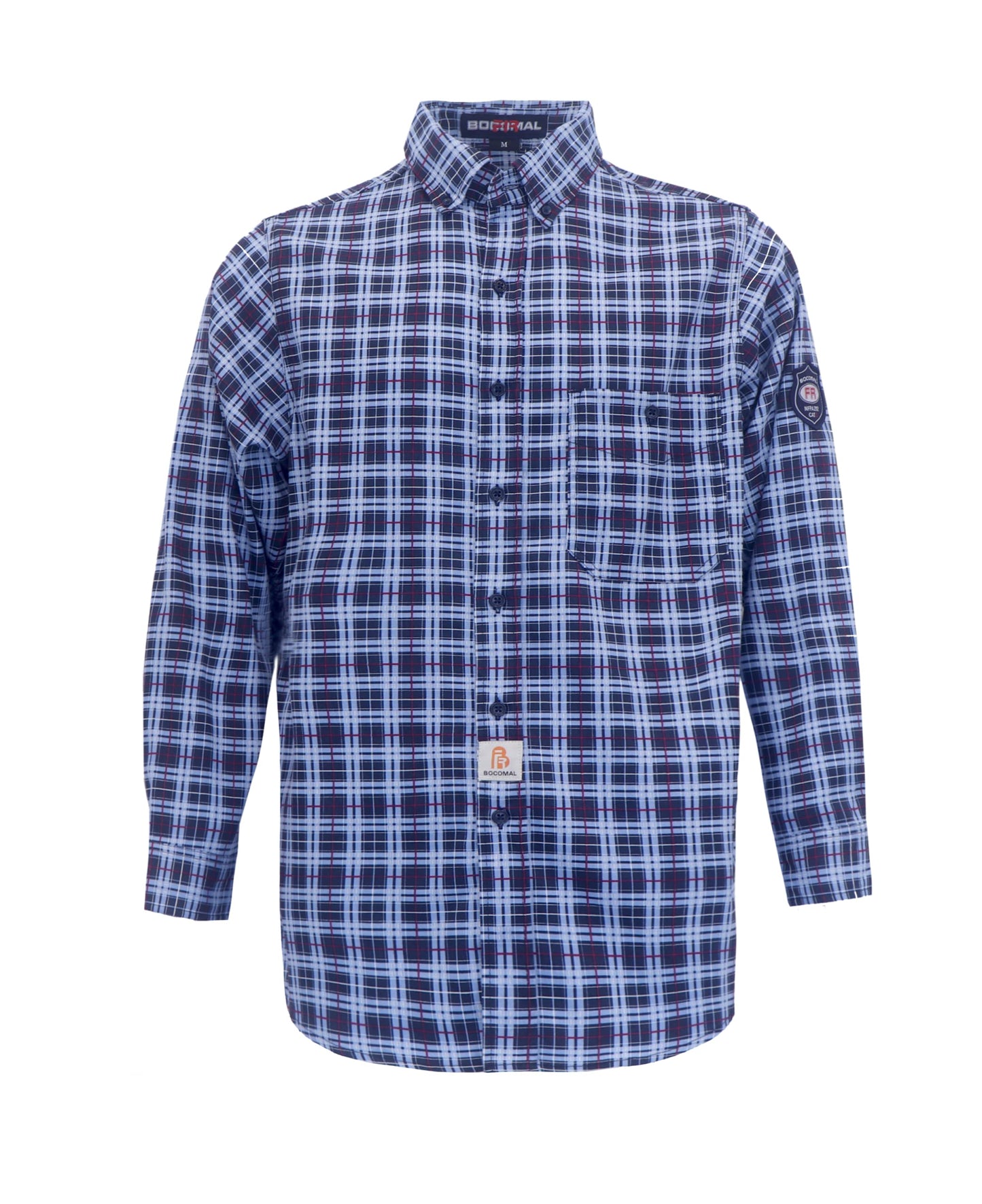 BOCOMAL FR Shirts Flame Resistant NFPA2112/CAT2 6.5oz Light Weight Printed Fire Retardant Plaid Shirt