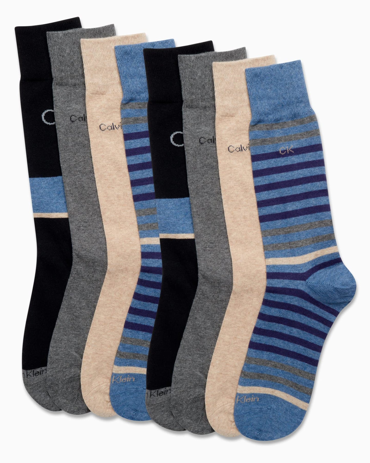 Calvin Klein Men's Dress Socks - Lightweight Cotton Blend Crew Socks (8 Pairs)