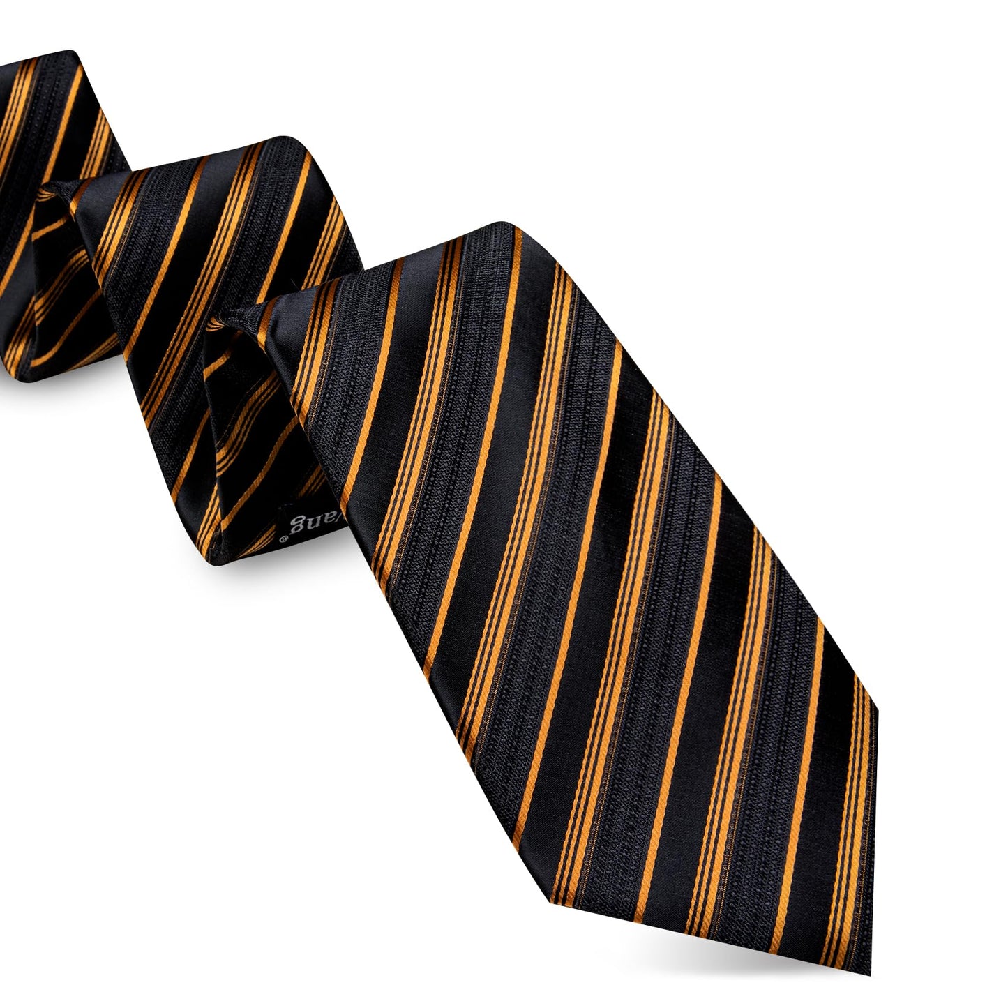 Barry.Wang Stripe Men Ties Set Classic WOVEN Necktie with Handkerchief Cufflinks Formal