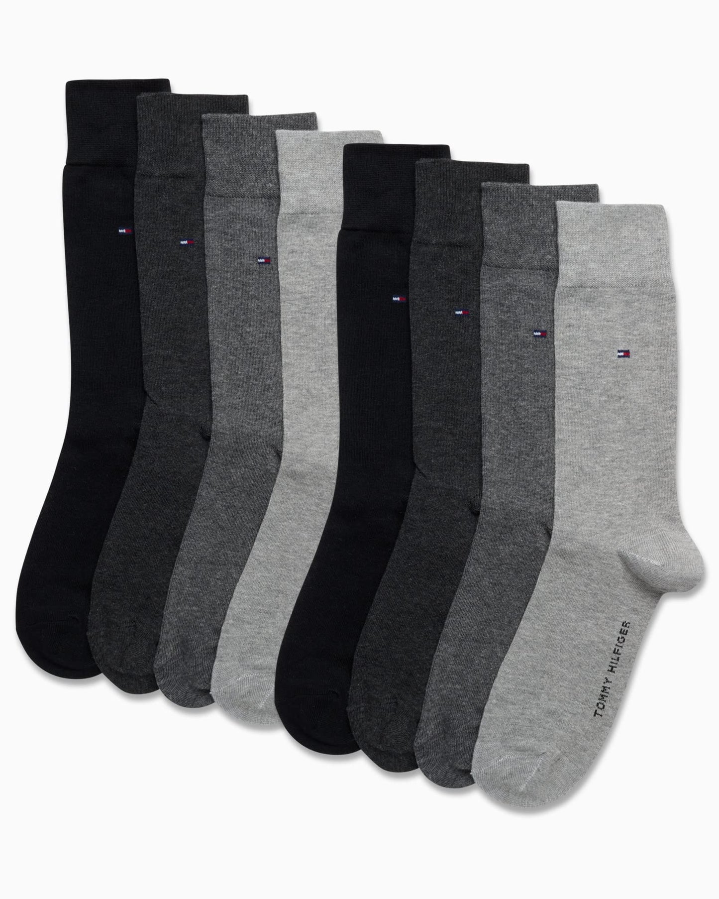 Tommy Hilfiger Men's Dress Socks - 8 Pack Comfort Stretch Crew Socks for Men - Crew Length Breathable Mens Work Socks (7-12)