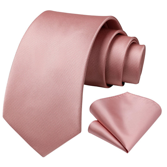 HISDERN Mens Ties Solid Color Ties for Men Formal Necktie with Pocket Square Set Satin Silk Neck Tie Handkerchiefs Set