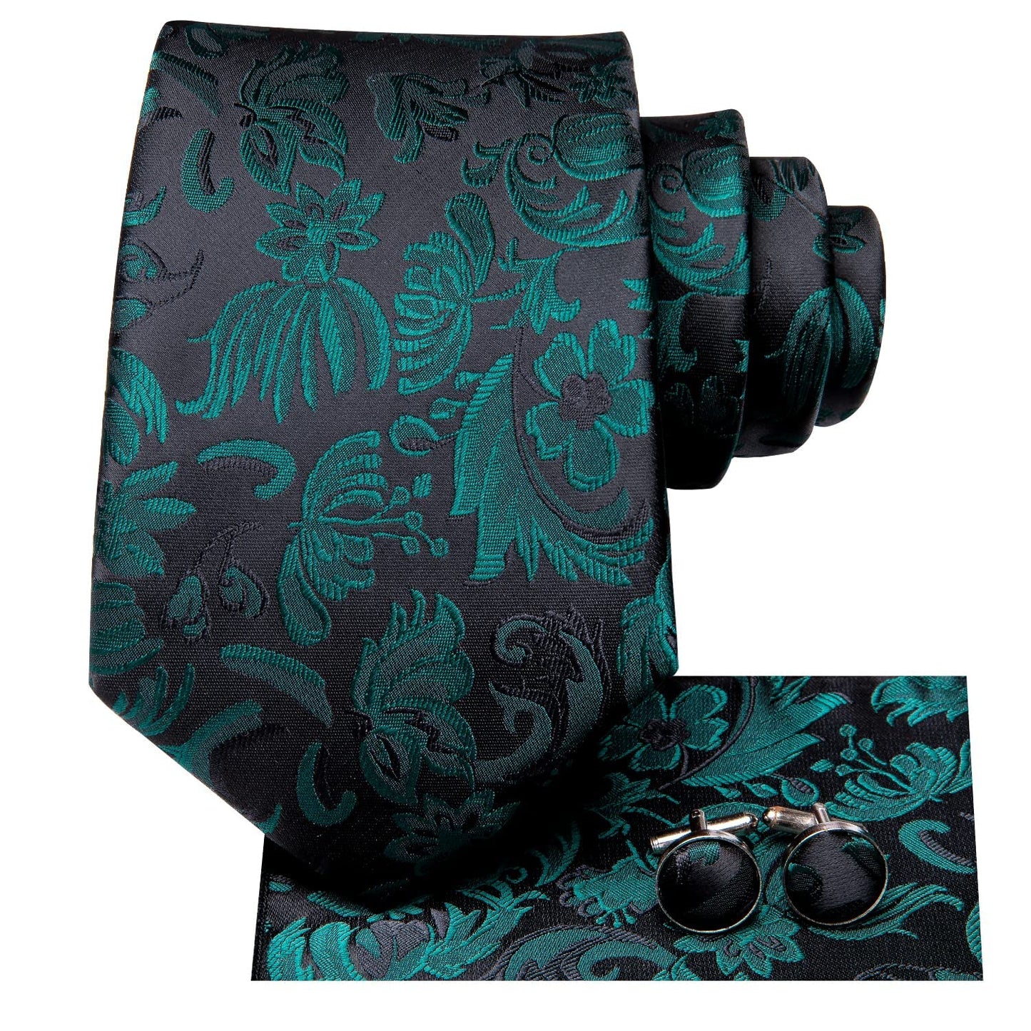 Dubulle Mens Paisley Striped Tie Silk Mens Necktie and PocketSquare Cufflinks Set Wedding Fomral Party